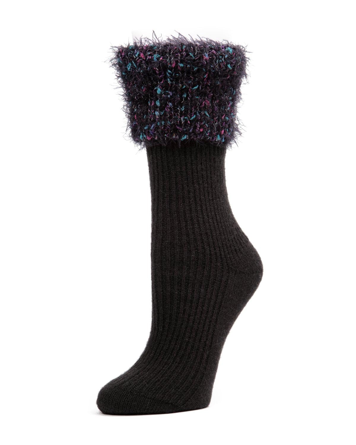 MeMoi Women's Fuzzy Ribbed Crew Socks - Soft Warm Winter Socks with Cuff Design for Casual Wear, Home & Outdoor Activities