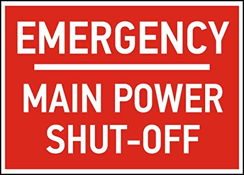 Vinyl Safety & Warning Stickers Bundle - Emergency Main Power Shut-Off Sign + Warehouse Signs - 3 Pack (3.5