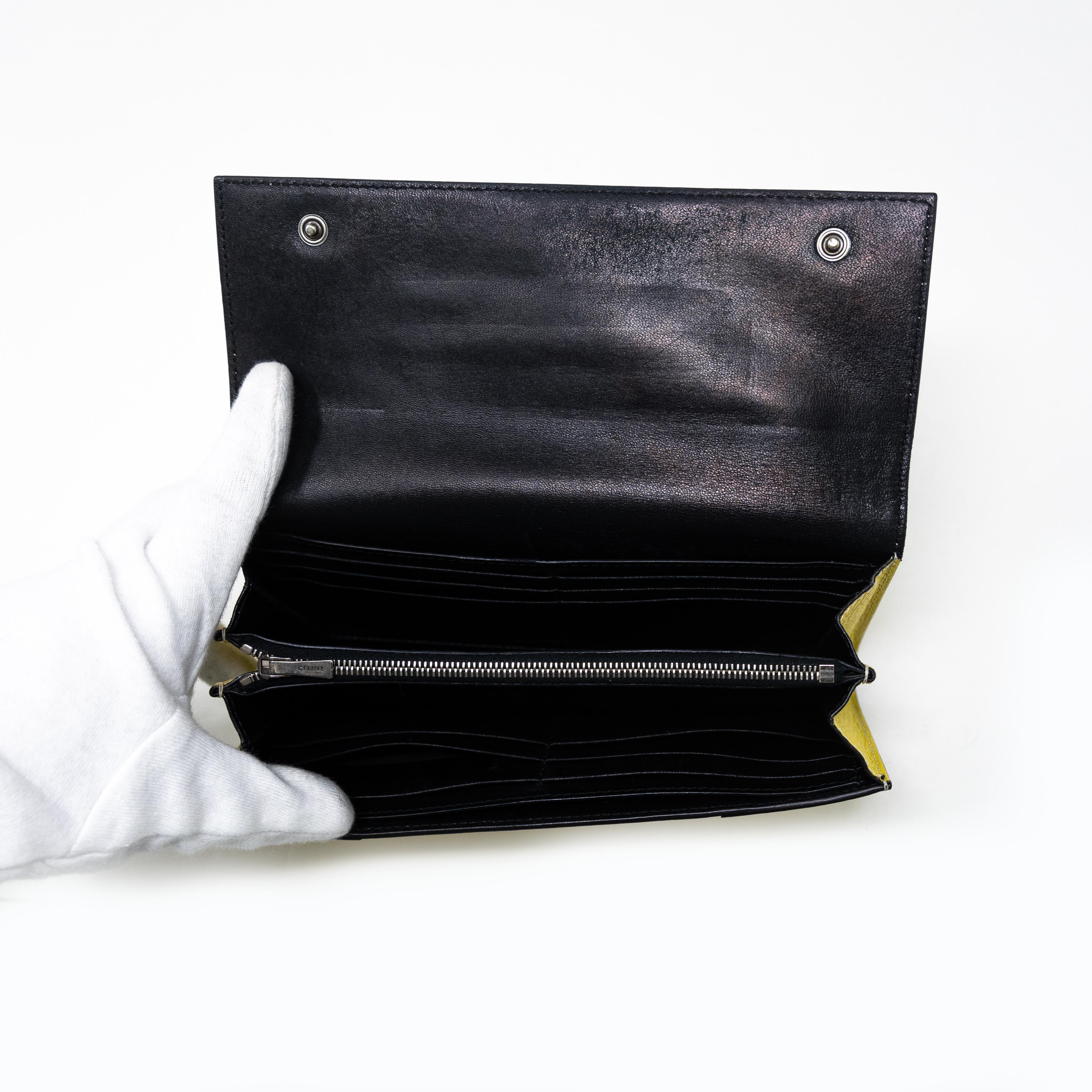 Celine Yellow Leather Long Wallet for Women - Stylish & Spacious Designer Wallet for Everyday Use & Travel