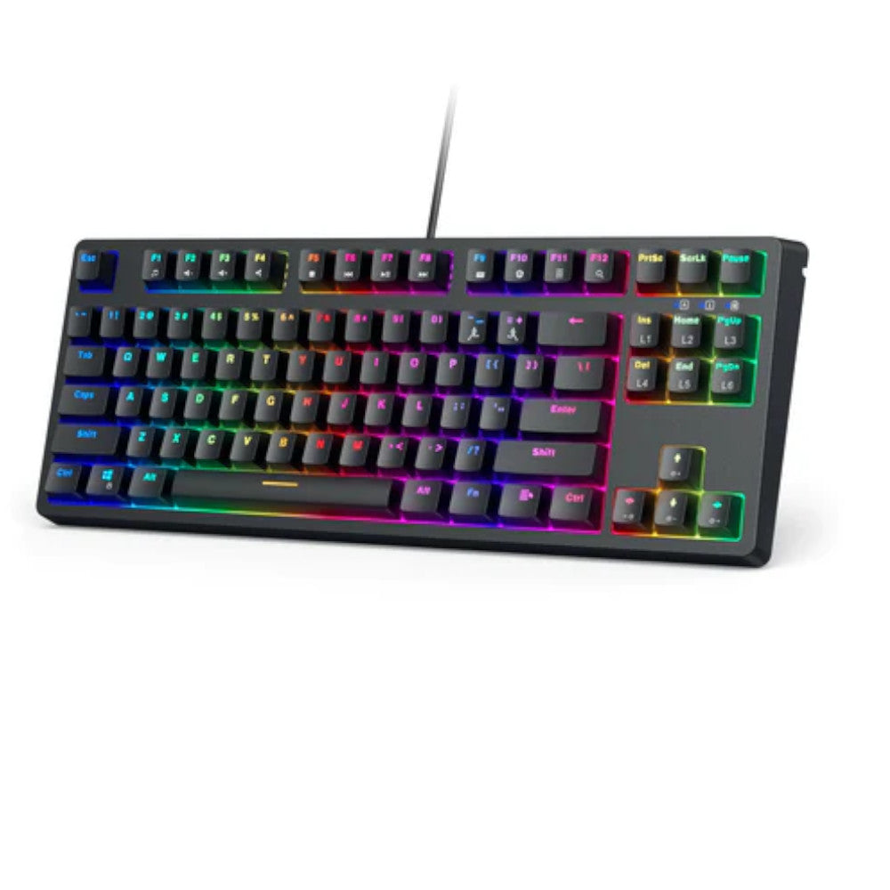 AUKEY KM G14 Compact Mechanical Keyboard - 87 Key Wired Gaming Keyboard with Blue Switches, RGB Backlit for PC & Mac - Perfect for Gaming, Typing & Office Work