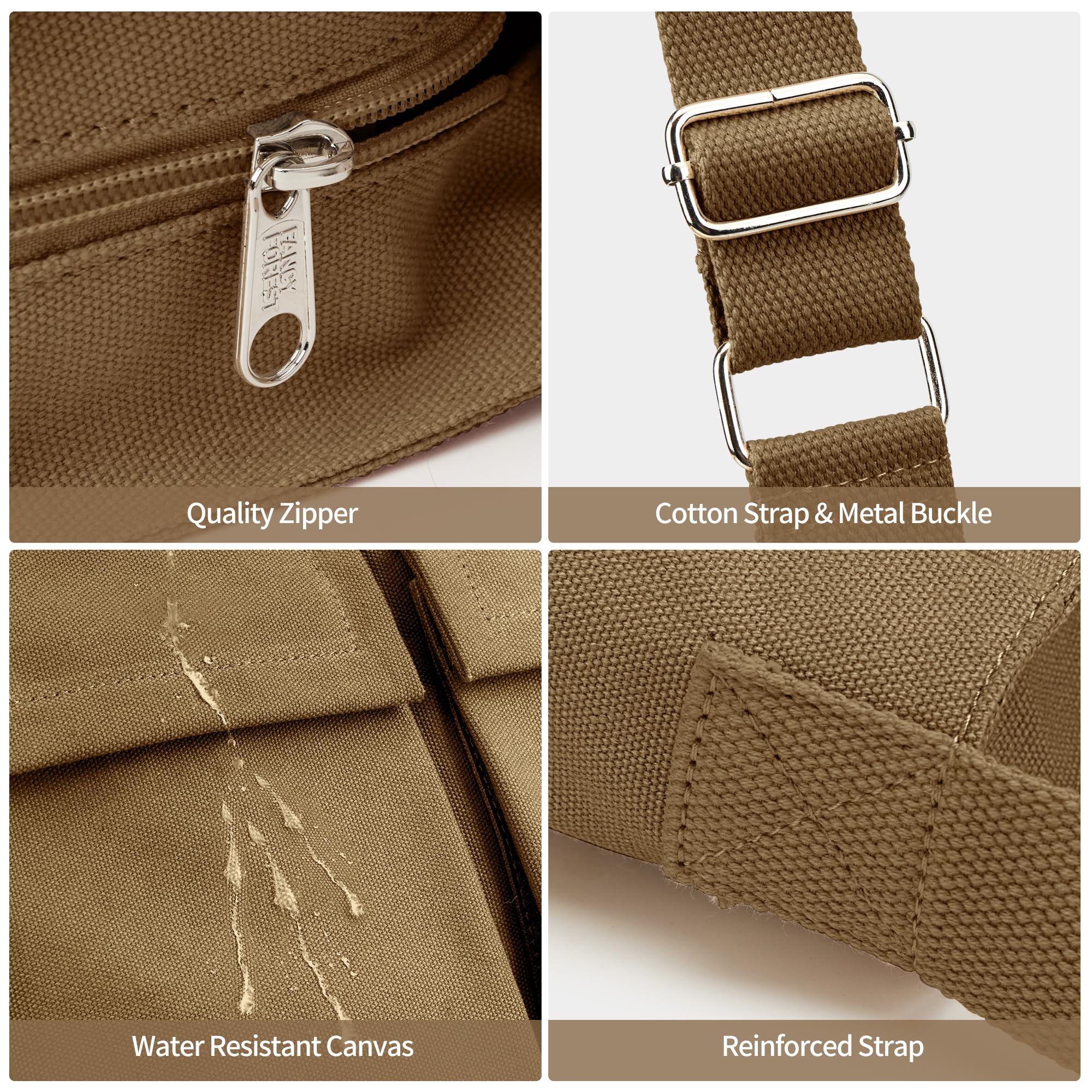 KALIDI Canvas Tote Bag - Large Crossbody Messenger Bag for Women & Men - Durable Casual Shoulder Bag for College, Work & Daily Use - Perfect for Shopping, Travel & Commuting