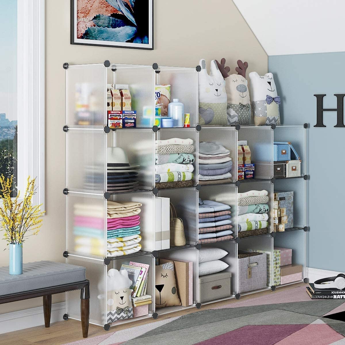 Aeitc Closet Organizer with Wire Panels - 6-Cube Storage Shelf Unit, Portable Closet Organizer for Bedroom, Bathroom & Office - White (Perfect for Small Spaces & Home Organization)