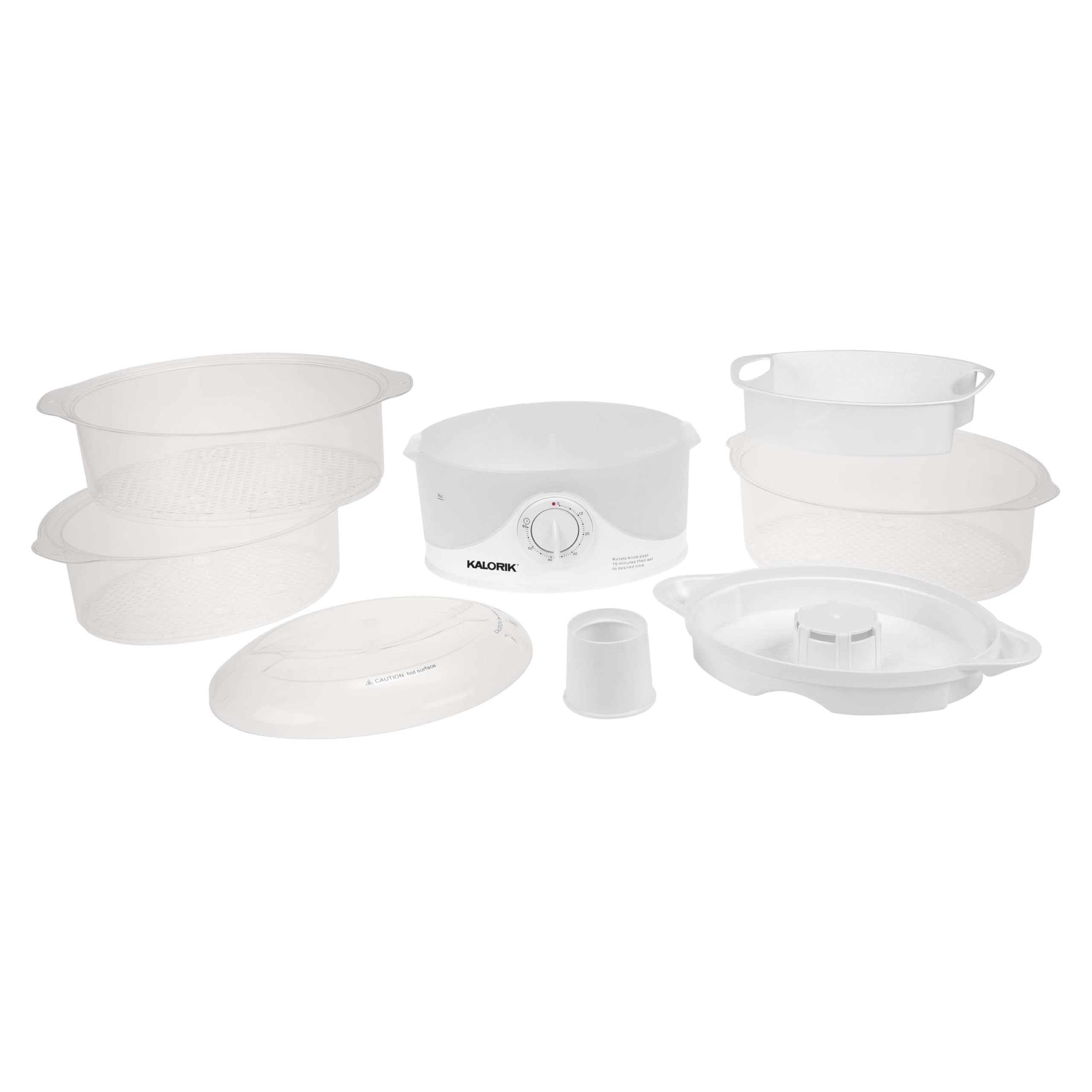 Kalorik White Food Steamer - 3-Tier Electric Vegetable Steamer for Healthy Cooking | Perfect for Meal Prep, Baby Food & Home Kitchen Use