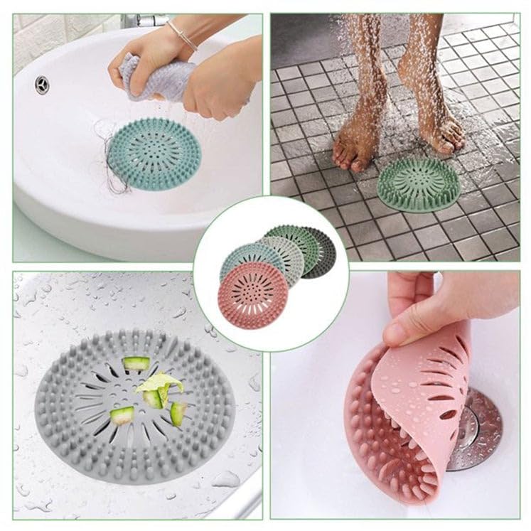 ATEVON Shower Drain Cover - Silicone Hair Catcher for Shower & Bathtub, Prevents Clogs from Hair Extensions & Long Hair - Perfect for Bathroom, Spa & Salon Drain Protection