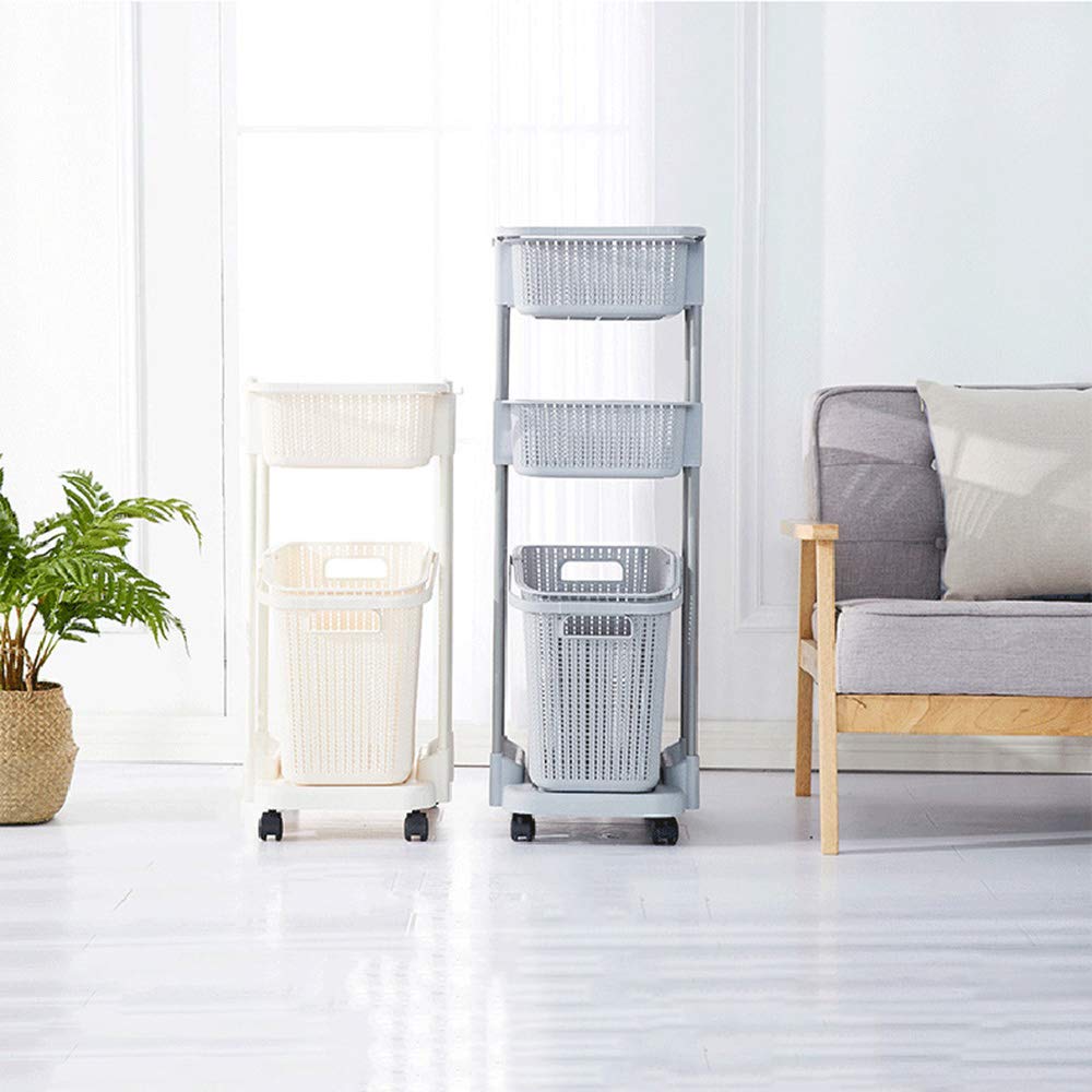 3-Tier Rolling Storage Cart with Removable Laundry Baskets - Space-Saving Organizer for Bathroom, Bedroom, Kitchen & Closet - Durable Multi-Purpose Utility Cart for Home Organization