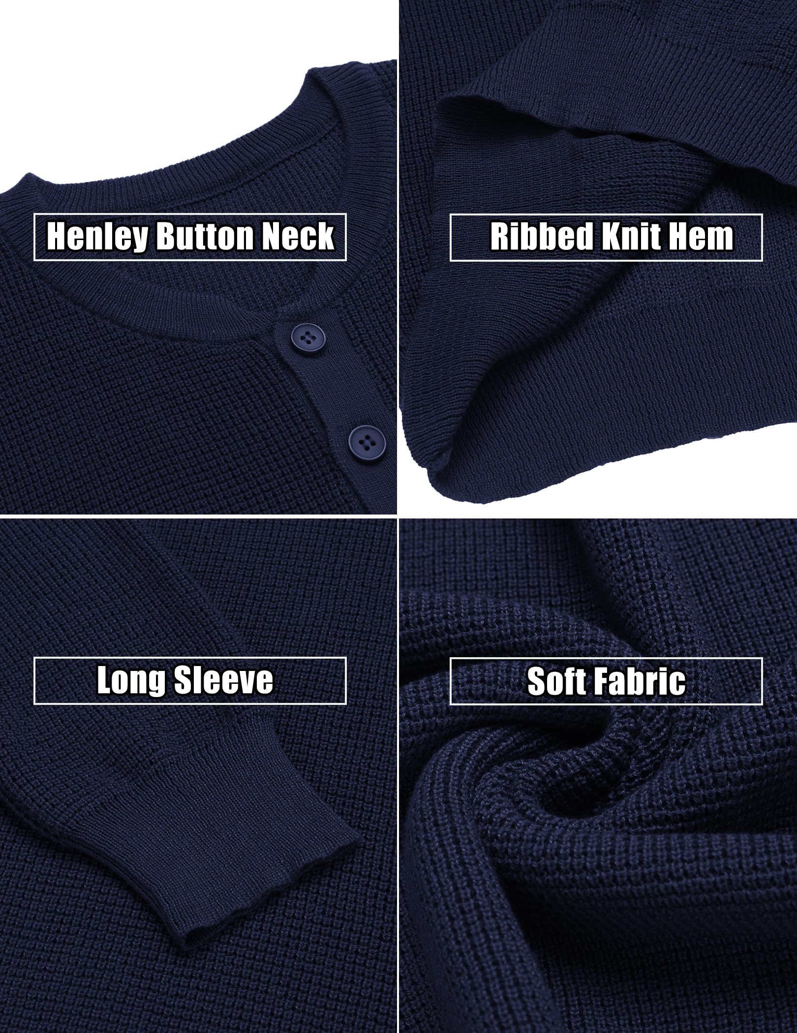COOFANDY Men's Waffle Henley Shirt - Lightweight Knit Pullover Sweater with Long Sleeves & Crewneck | Casual Fall & Winter Layering Essential for Outdoor Activities