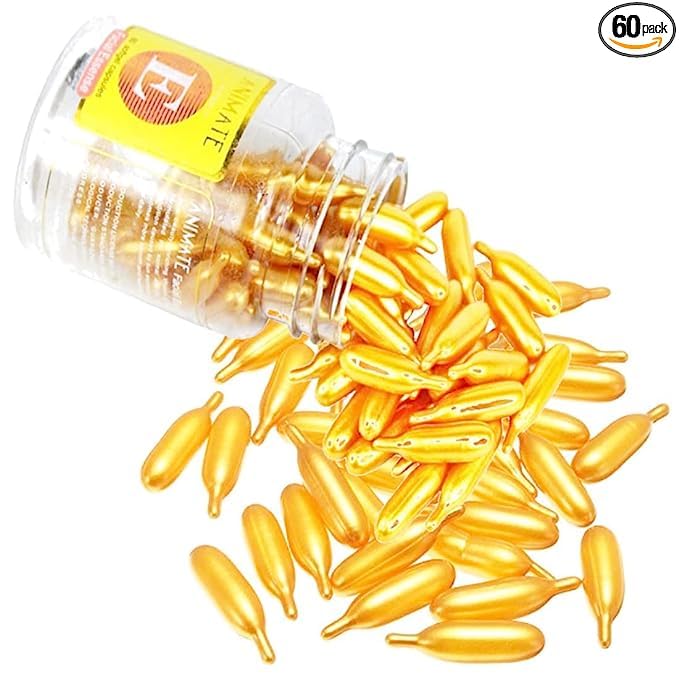 ELIIOUS Vitamin E Facial Essence Soft Gel Capsules 60 Pcs - Hydrating & Anti-Aging Skin Care for Dry & Sensitive Skin - Perfect for Night Routine & Travel Skincare