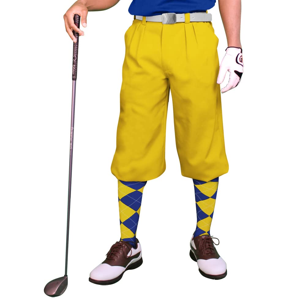 Premium Yellow Microfiber Plus Fours for Men - Lightweight & Breathable Golf Trousers - Perfect for Golfing, Casual Wear & Outdoor Activities