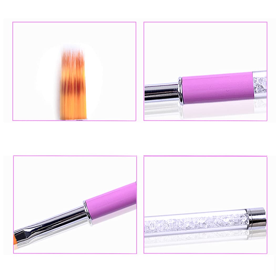WOKOTO 3-Piece Luxury Ombre Nail Brush Set with Rhinestone Handle - Professional Gel & Acrylic Nail Art Brushes for Gradient, Ombre, and Nail Application - Perfect for Salon, Home Manicure, and DIY Nail Designs