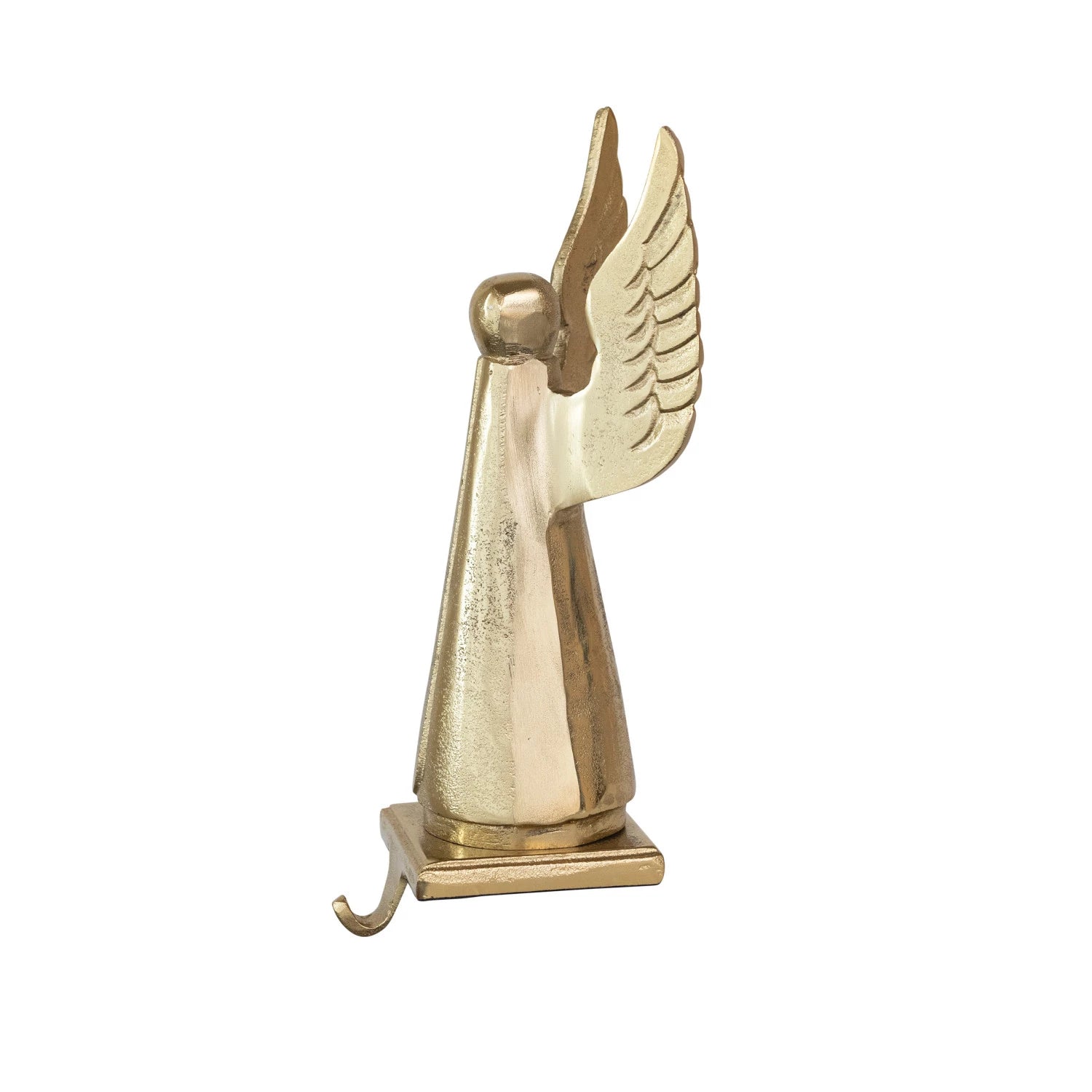 Gold Cast Aluminum Angel Stocking Holder - Elegant Christmas Fireplace Mantle Decor for Holiday Stocking Hangers - Perfect for Home, Office & Gift Giving