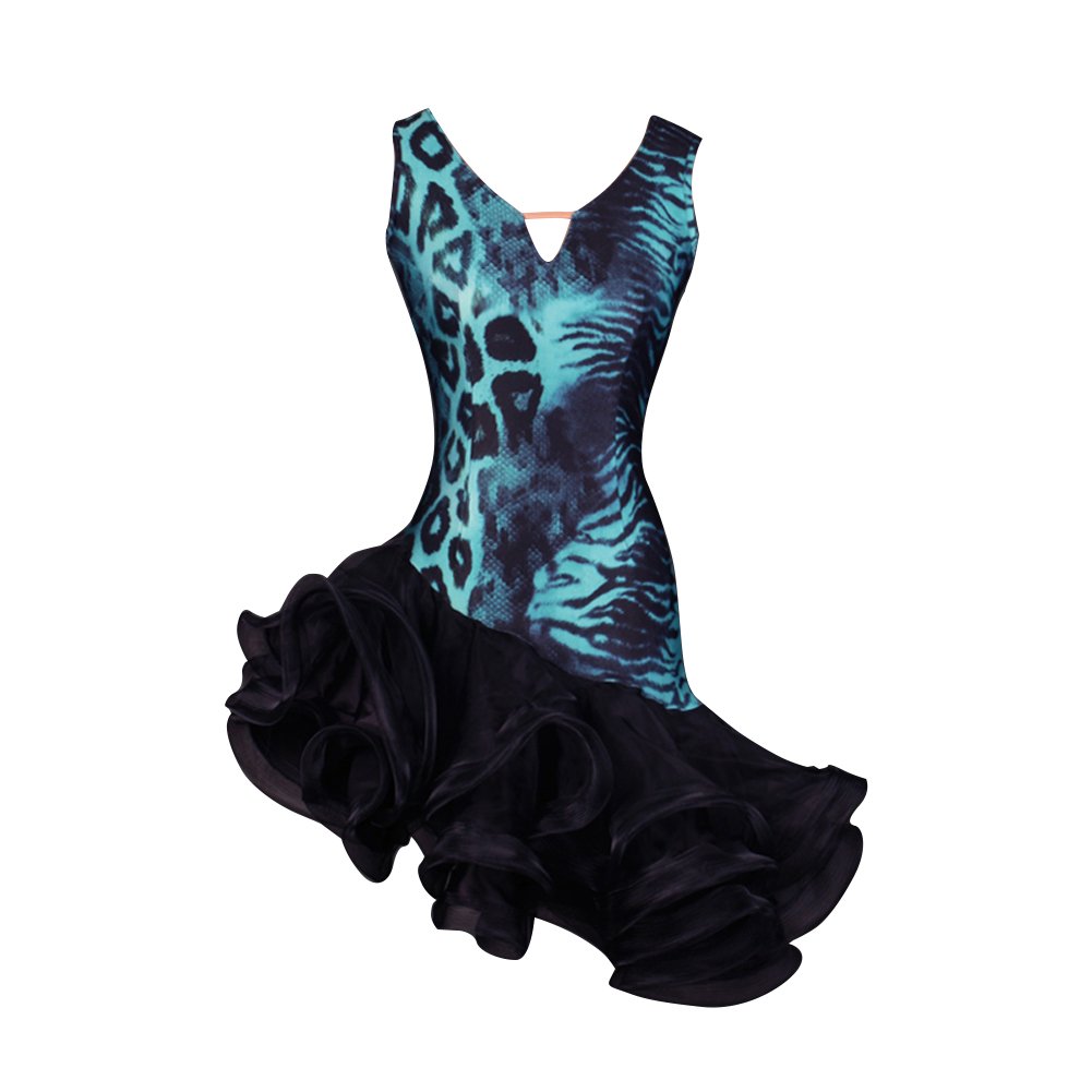 Elegant Women's Latin Dance Dress - Modern Waltz & Tango Performance Costume - Party & Stage Wear - Blue (Size M) | Perfect for Ballroom Competitions, Social Dancing & Theatrical Performances