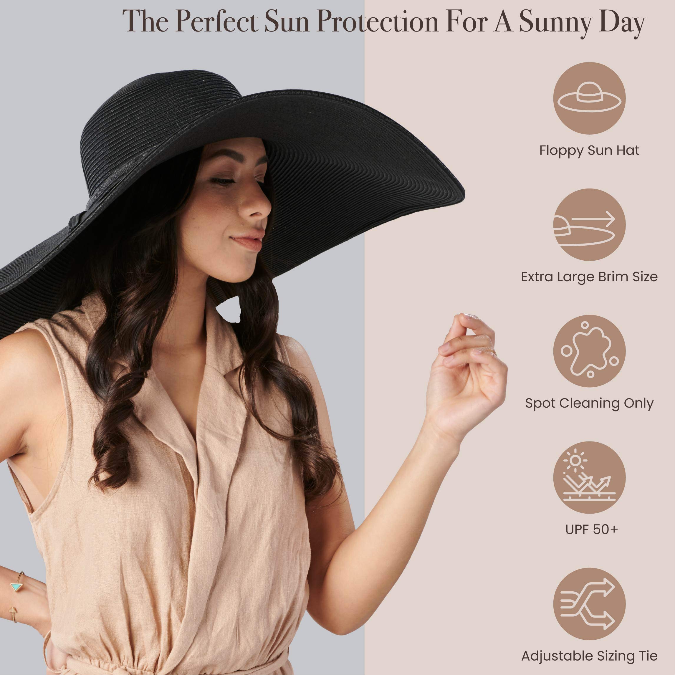San Diego Hat Company Women's UPF 50+ Ultrabraid Sun Hat - Adjustable Wide Brim Beach Hat for Women, Perfect for Outdoor Activities, Travel, and Summer Vacations