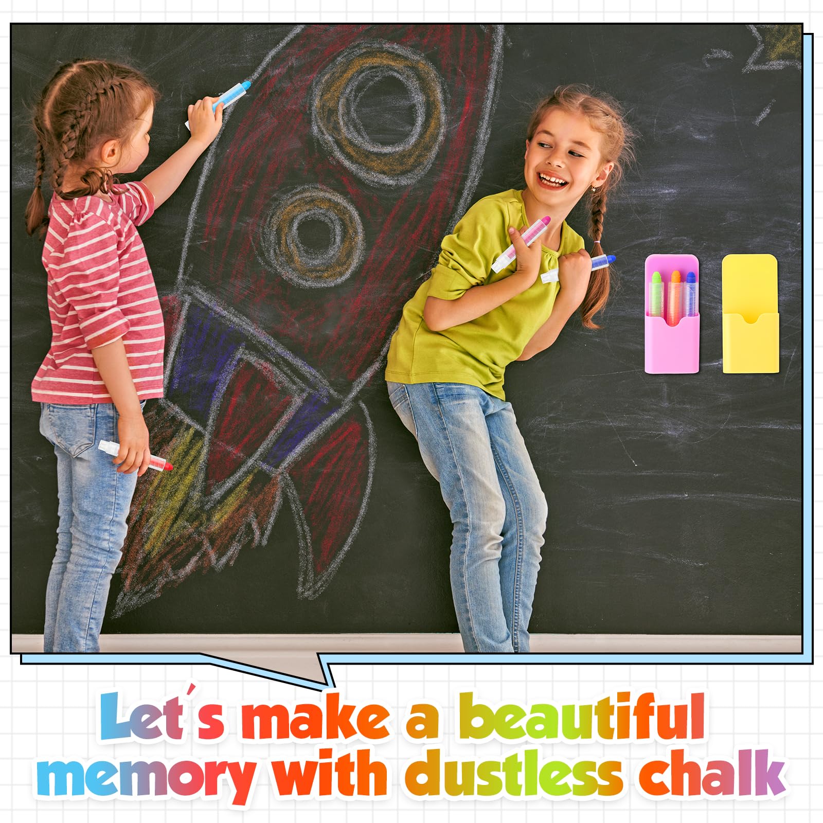 Qilery 149-Piece Dustless Chalk Set - Non-Toxic Washable Magnetic Chalkboard Chalk with Holder for Kids & Teachers - Multicolor Classroom Supplies for Drawing, Writing & Learning - Perfect for Home, School & Office Use