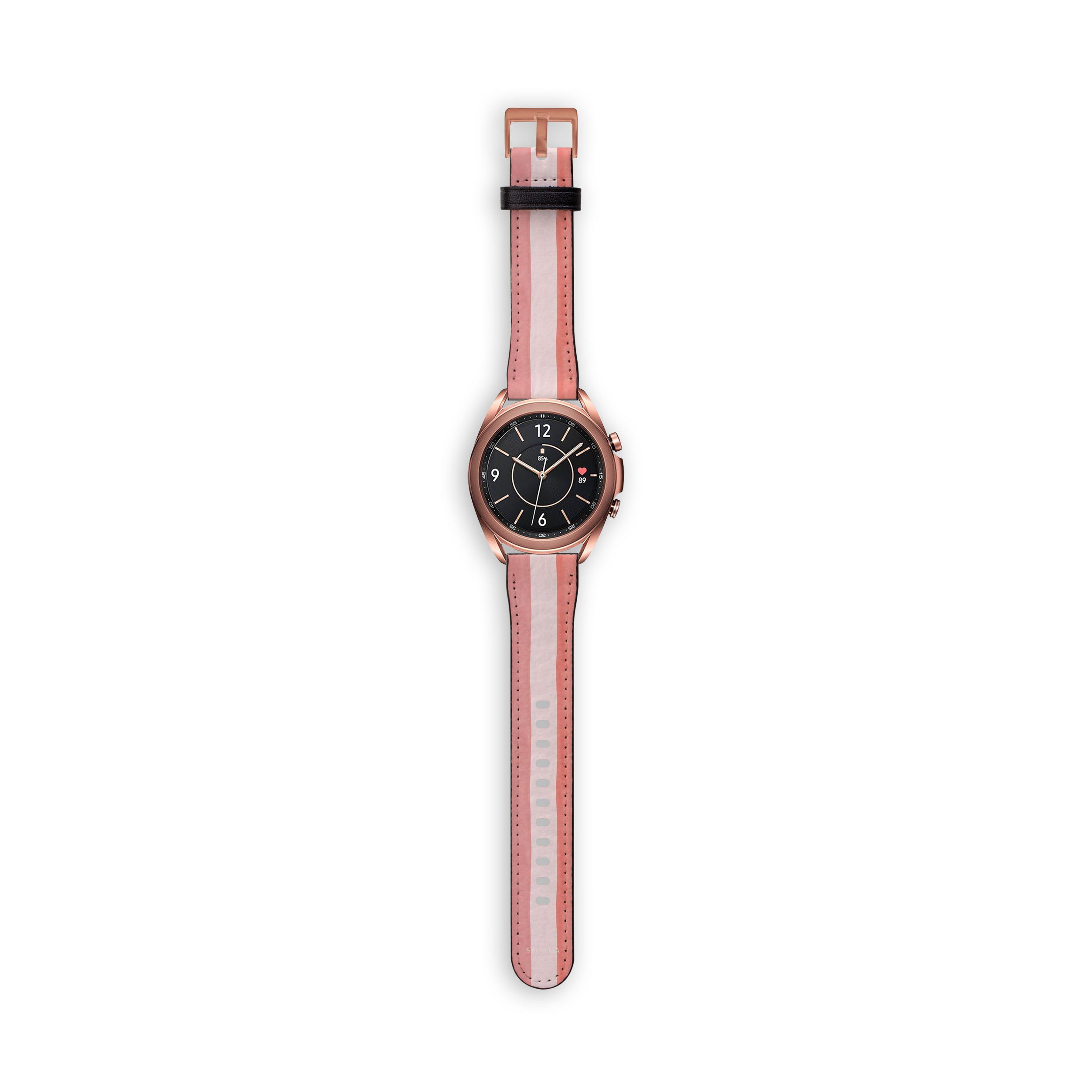Premium Coral Stripe Galaxy Watch Band - Stylish & Durable Replacement Strap for Samsung Galaxy Watch 4/5/6 - Perfect for Workouts, Office & Casual Wear