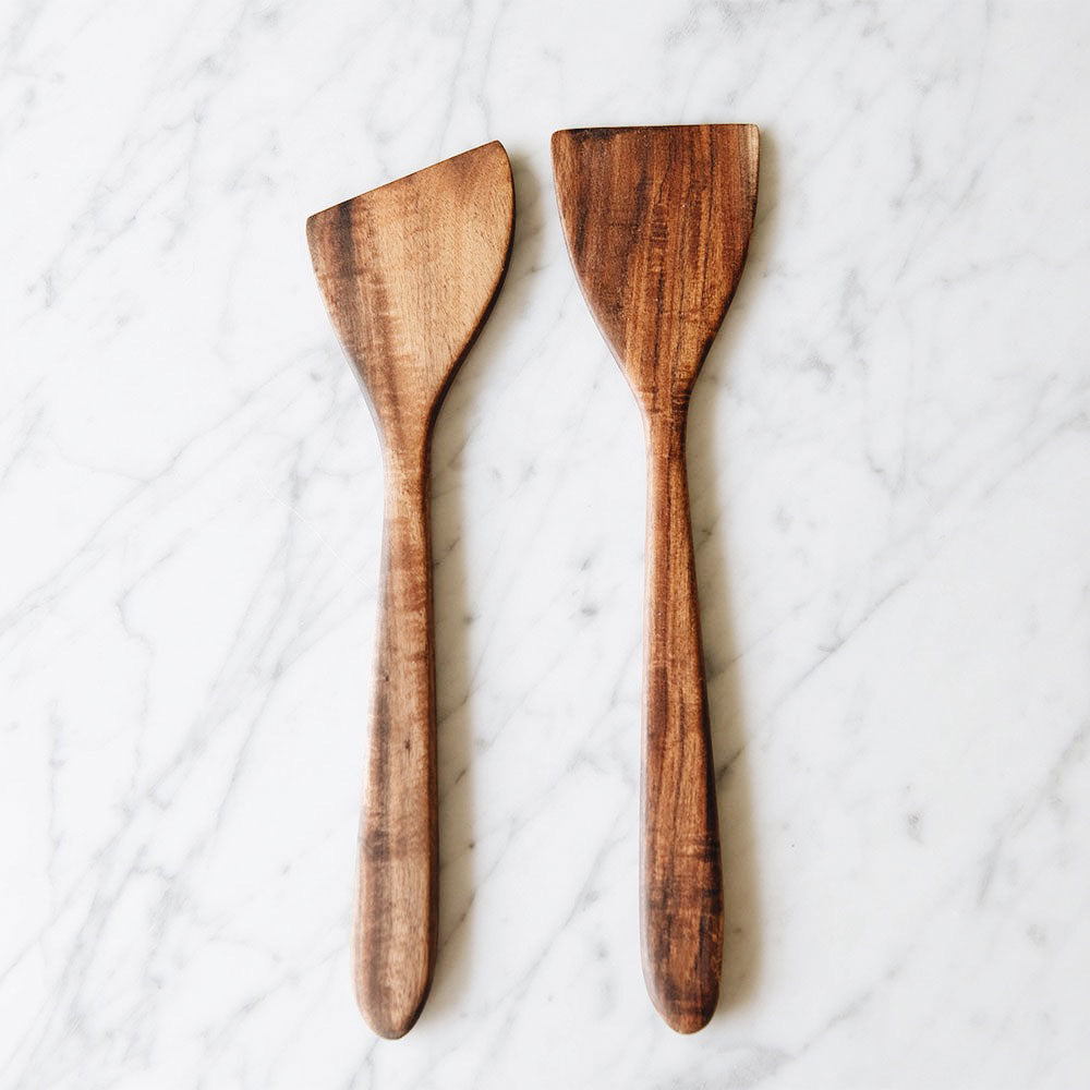 Premium Acacia Wood Spatula Set - 3-Piece Natural Wooden Cooking Utensils for Non-Stick Pans - Ideal for Flipping, Stirring & Serving - Perfect for Kitchen, BBQ & Camping