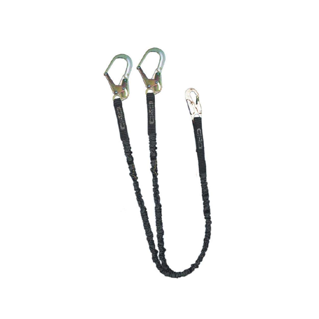 SafeWaze FS586 Low-Profile Energy Absorbing Safety Lanyard with Rebar Hooks - Dual Leg 6' Fall Protection for Construction & Roofing Work