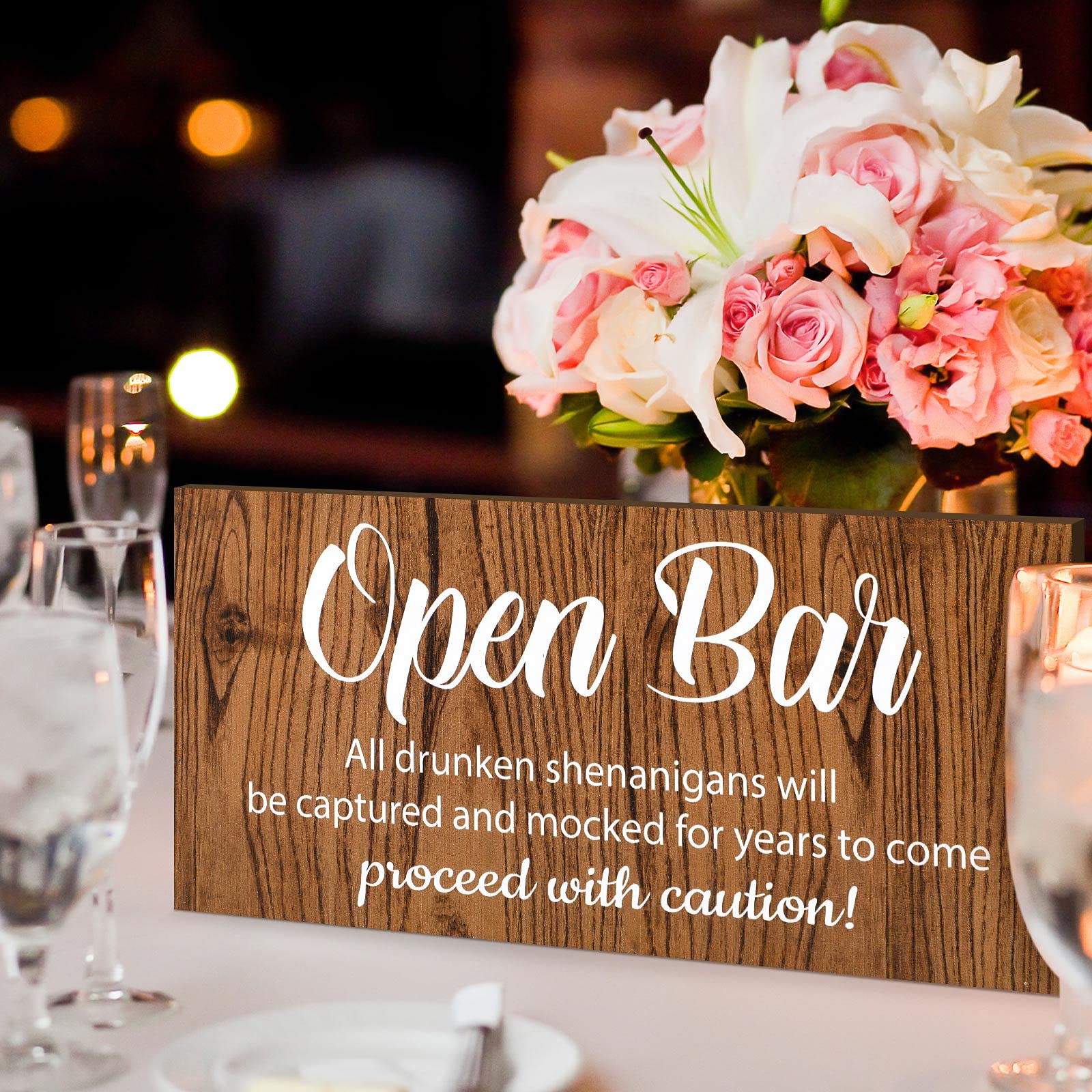Jetec 2-Piece Bar Sign Set - Intoxicologist & Open Bar Signs - Rustic Pub Decor for Home Bars, Weddings, Parties & Reception - Funny Drunken Shenanigans Wall Art for Man Cave & Tavern Decor