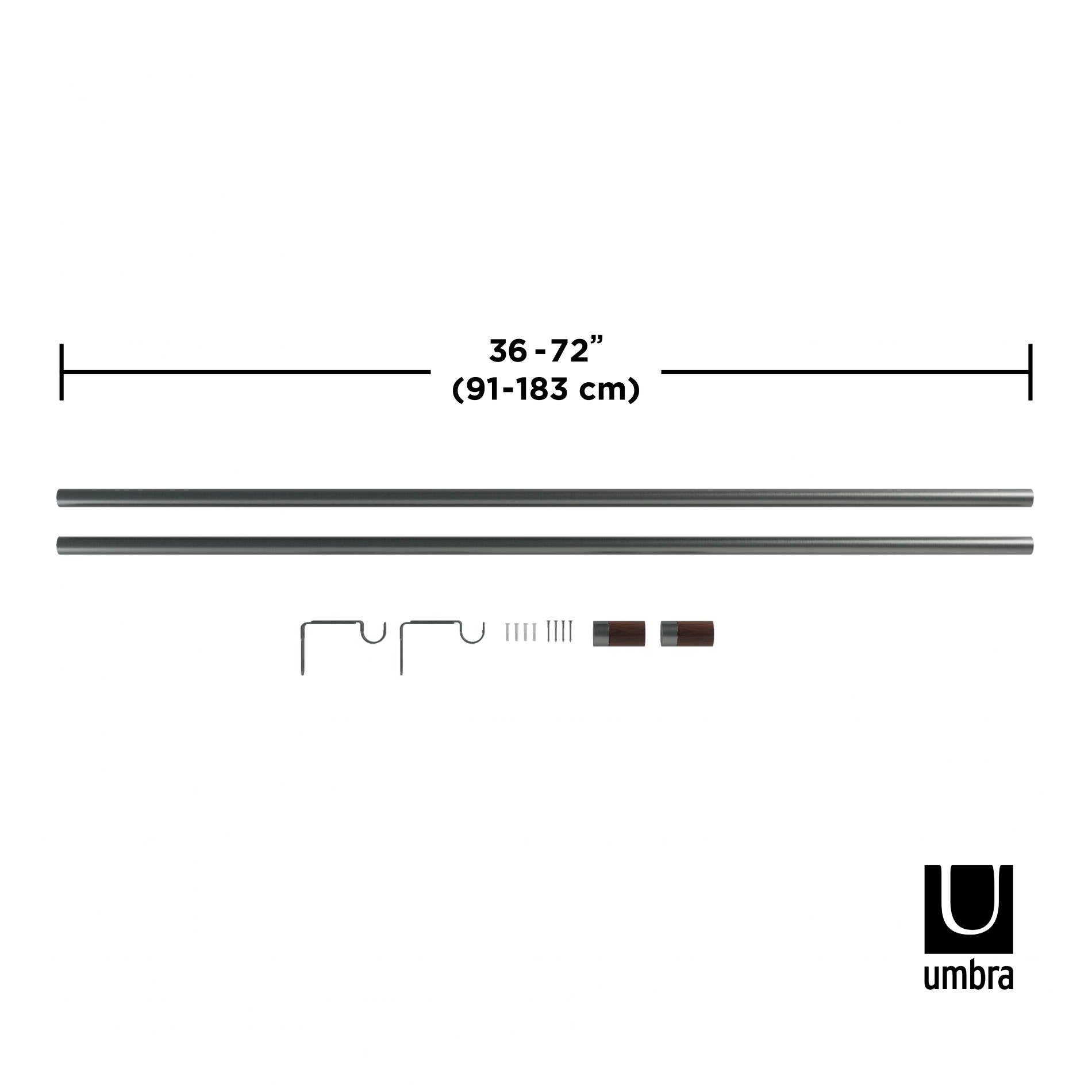 Blok Curtain Rod - Adjustable Modern Window Curtain Rod for Home Decor | Perfect for Living Room, Bedroom & Dorm Room