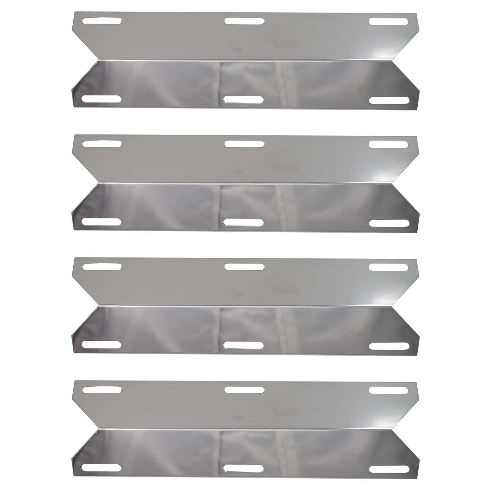 4-Pack Stainless Steel BBQ Grill Heat Shield Plates - Compatible with Nexgrill 720-0677, Replacement Flame Tamer, Guard & Deflector (15 Inch) | Durable Burner Cover & Flavorizer Bars for Gas Grills | Perfect for Backyard BBQs, Camping & Outdoor Cooking
