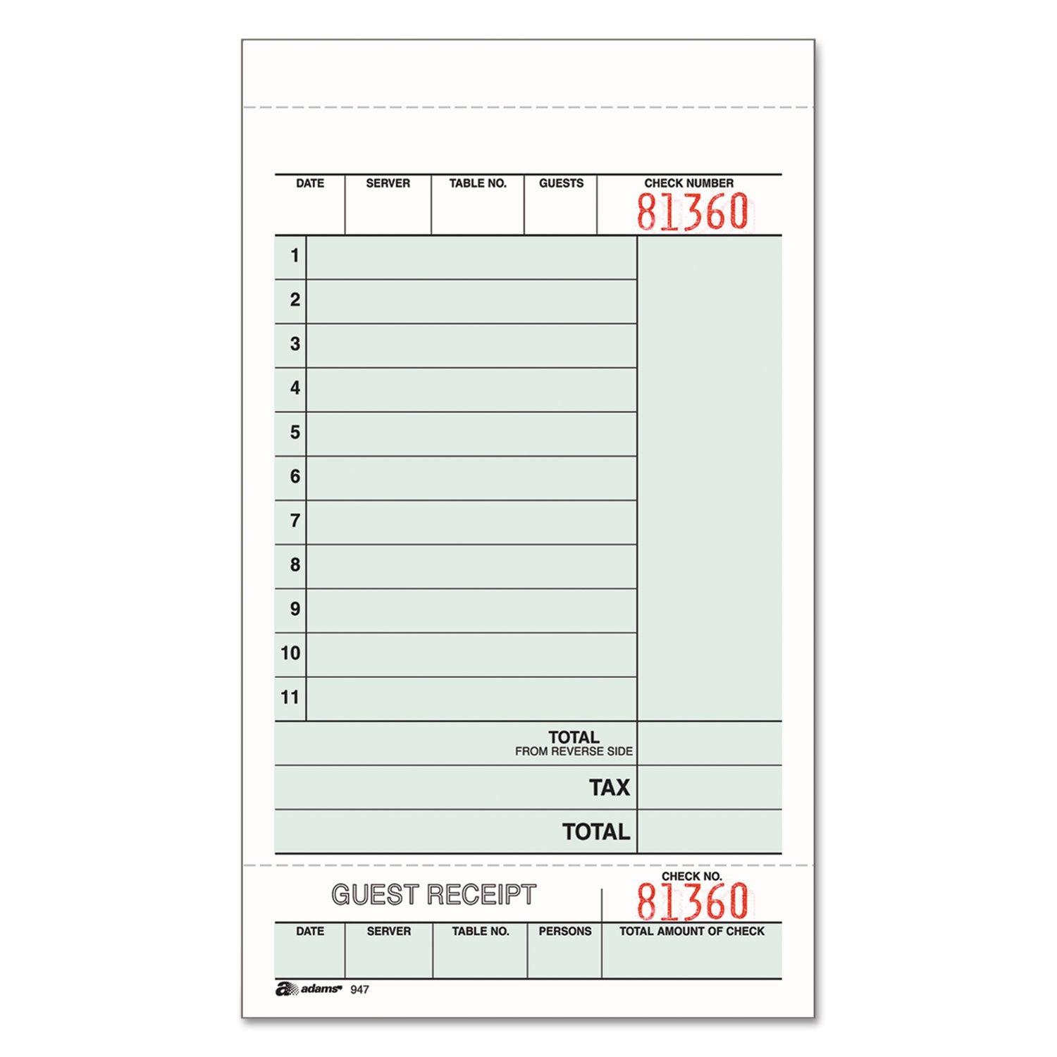 Adams® Multi-Part Guest Check Unit Sets - 2-Part Carbonless, 4.25