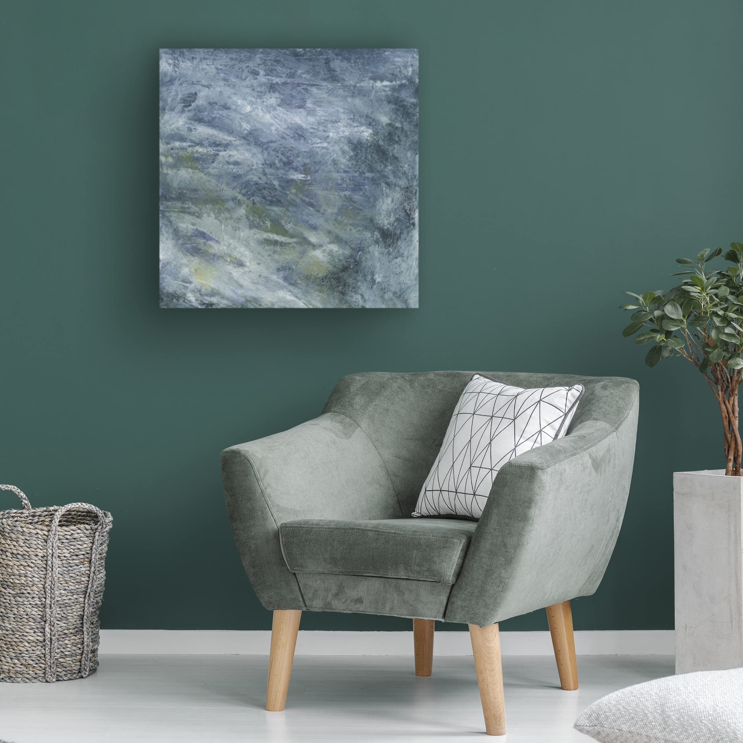 Sharon Gordon 'Encaustic Tile In Blue II' Canvas Wall Art Print - Modern Blue Abstract Painting for Living Room, Bedroom & Office Decor