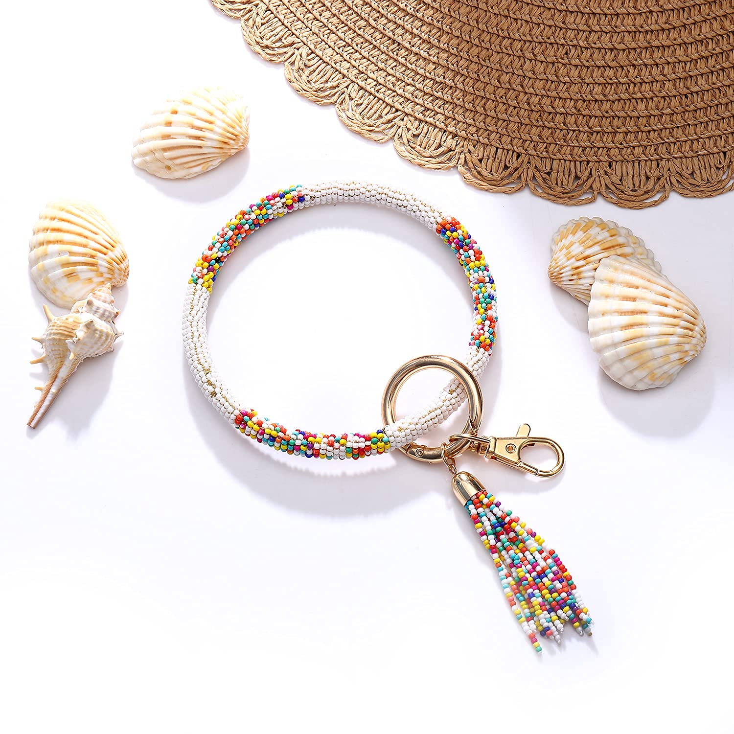 Handmade Beaded Keychain Bracelet for Women - Stylish Tassel Key Ring Holder for House & Car Keys - Boho Wristlet Accessory for Everyday Use, Gifts & Travel