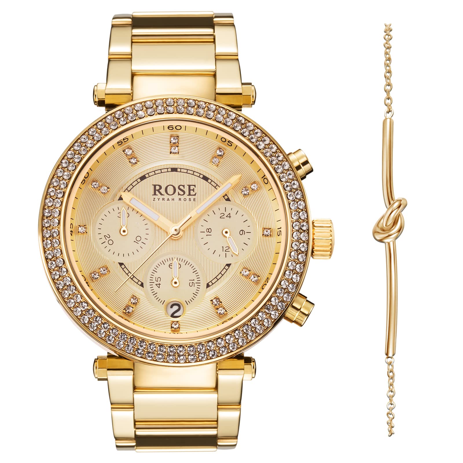 Stylish Women's Stainless Steel Quartz Chronograph Watch - Japanese Movement, Diamond Accents, Waterproof Dress Watch for Women | Perfect for Office, Party & Everyday Wear | Zyrah Rose 316L Steel Case