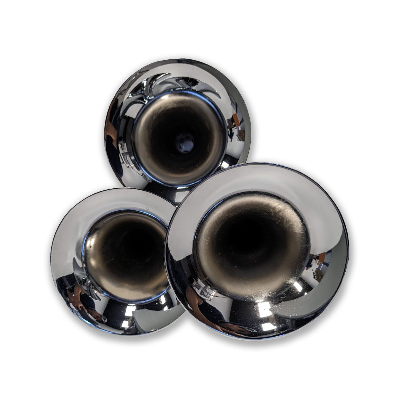 Fortpro 3 Round Chrome Trumpet Air Horn 12V/24V Heavy Duty Train Horn Kit for Trucks, Semi Trucks & Boats - Loud Warning Sound for Safety & Emergency Use