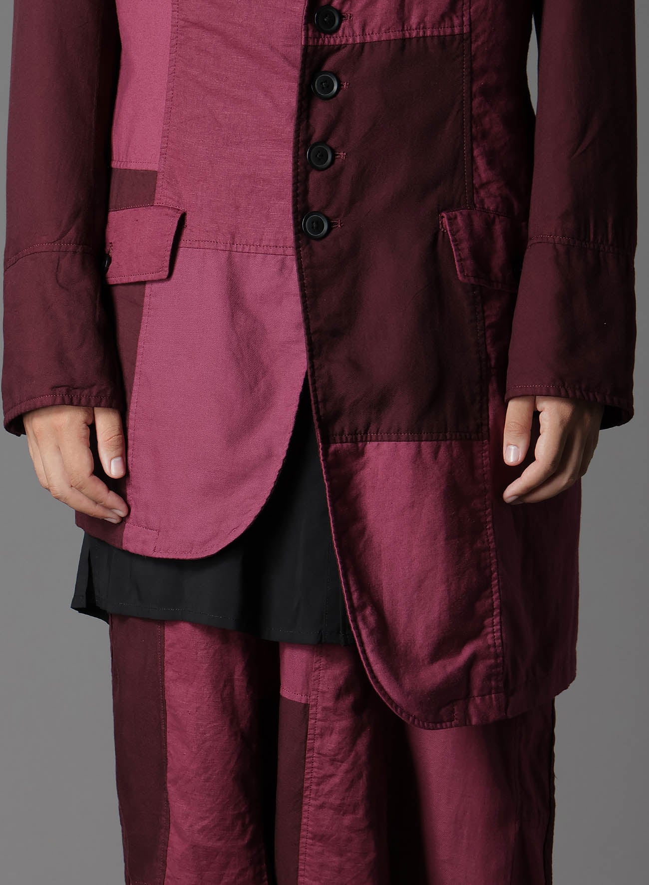 Cubism Patchwork Product Dyed Asymmetrical Jacket - Trendy Oversized Denim Coat for Women, Streetwear Fashion, Layering Outfit