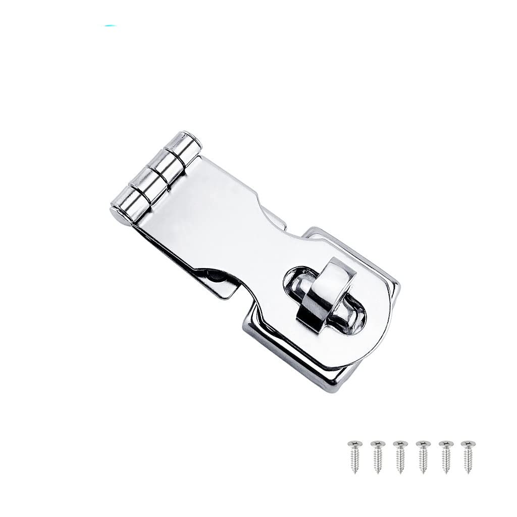Stainless Steel 304 Marine Grade Swivel Eye Locking Safety Hasp Latch for Boat Yacht Cabinet Door - Durable Hardware Accessory for Marine & RV Use