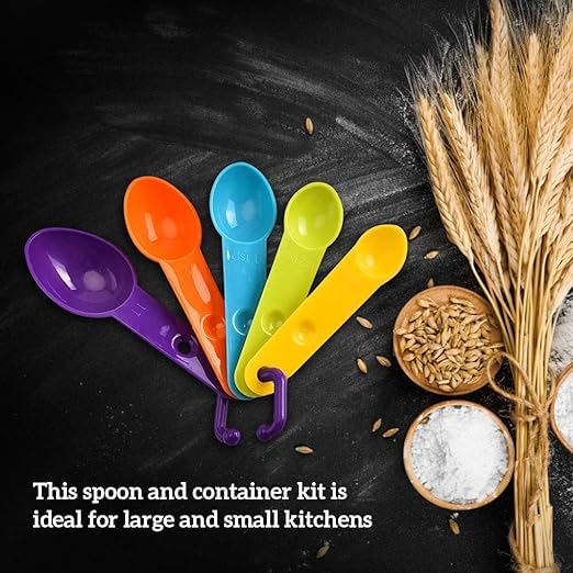 **HomeAra 5-Piece Plastic Measuring Spoons Set for Baking & Cooking – Stackable, Easy-to-Clean, Colorful – Perfect for Liquid, Tea, Coffee, Spices & Powder – Ideal for Home Kitchen, Baking, Coffee Brewing & Meal Prep**