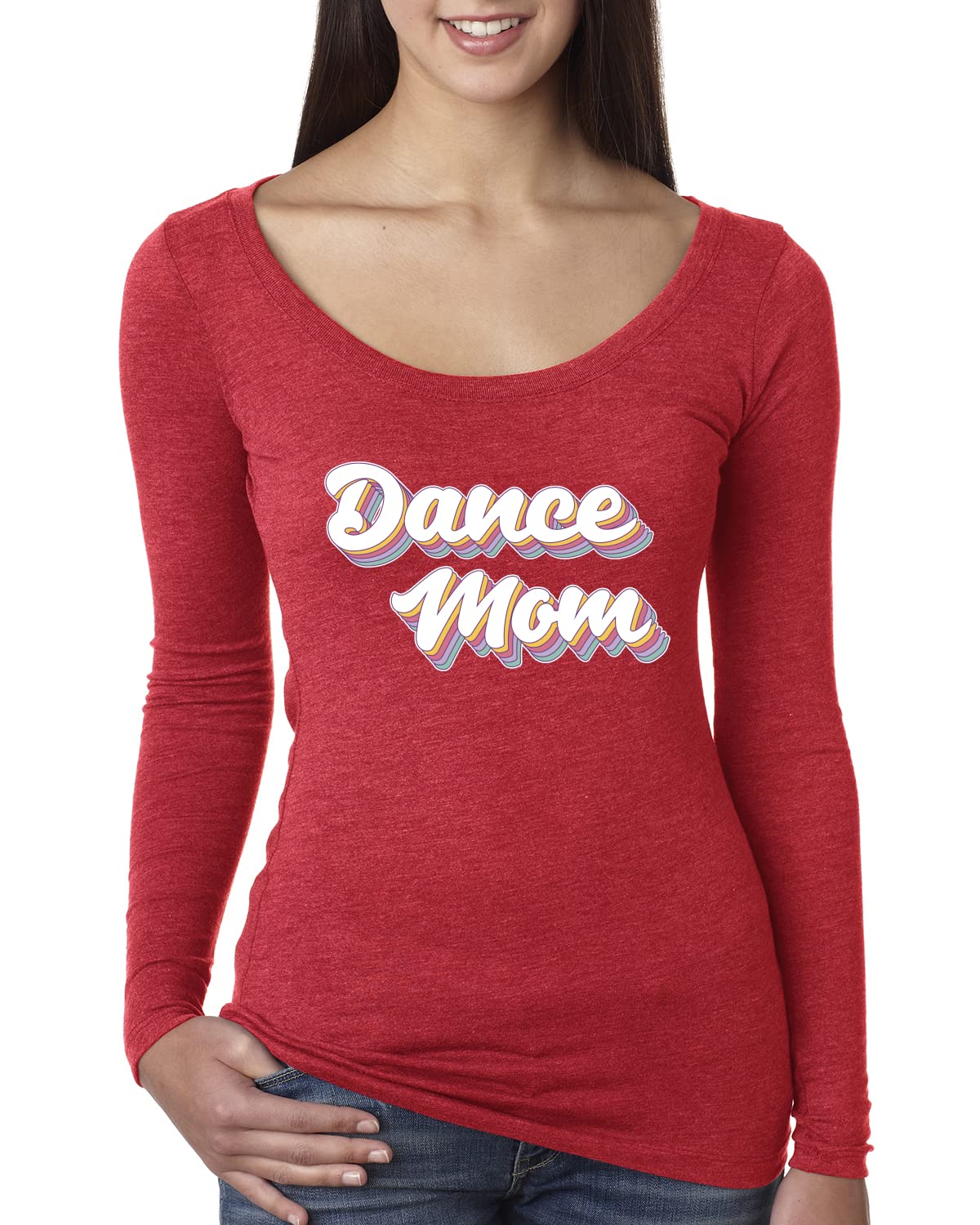 Wild Bobby Dance Mom Girl Sports Women's Scoop Neck Long Sleeve Top - Perfect for Dance Practice, Gym Workouts & Casual Wear