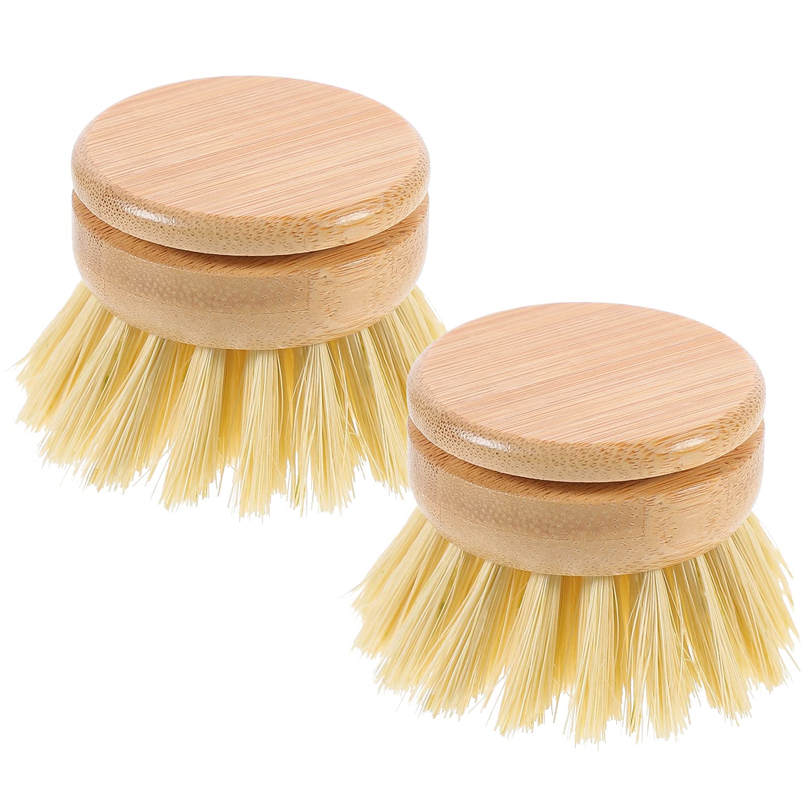 2-Pack Sisal Dish Scrub Brush with Bamboo Handle - Eco-Friendly Kitchen Cleaning Brush for Pots, Pans & Woks - Durable Household Cleaning Brush Set for Daily Dishwashing & Tough Stains