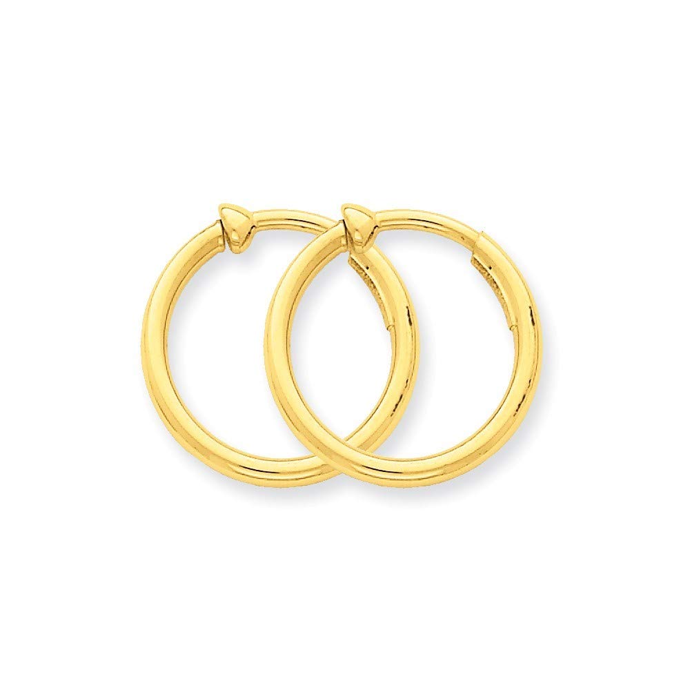 Roy Rose Jewelry 14K Yellow Gold Non-Pierced Hoop Earrings - 2mm Width | Elegant Everyday Wear for Women, Perfect Gift for Birthday & Anniversary