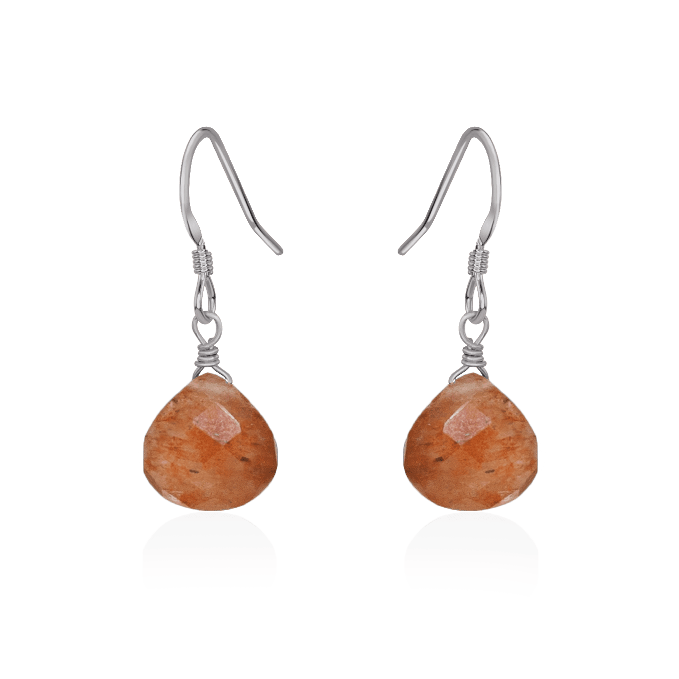 Sunstone Gemstone Teardrop Dangle Earrings - Handmade Sterling Silver Jewelry for Women | Perfect for Weddings, Parties & Everyday Wear