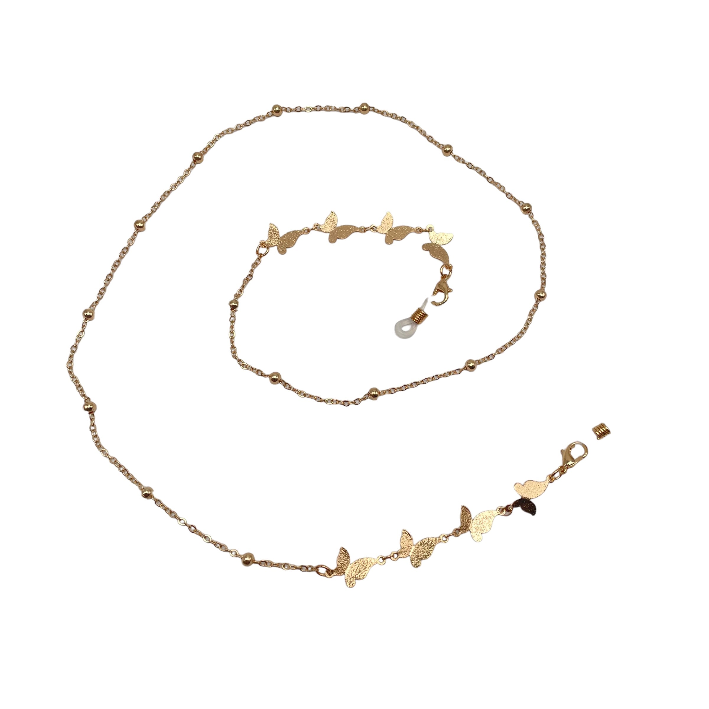 Golden Butterflies & Beads Sunglasses Chain - Stylish Eyewear Accessory for Women & Men | Perfect for Reading Glasses, Sunglasses & Fashion Jewelry | Great for Beach, Travel & Everyday Use