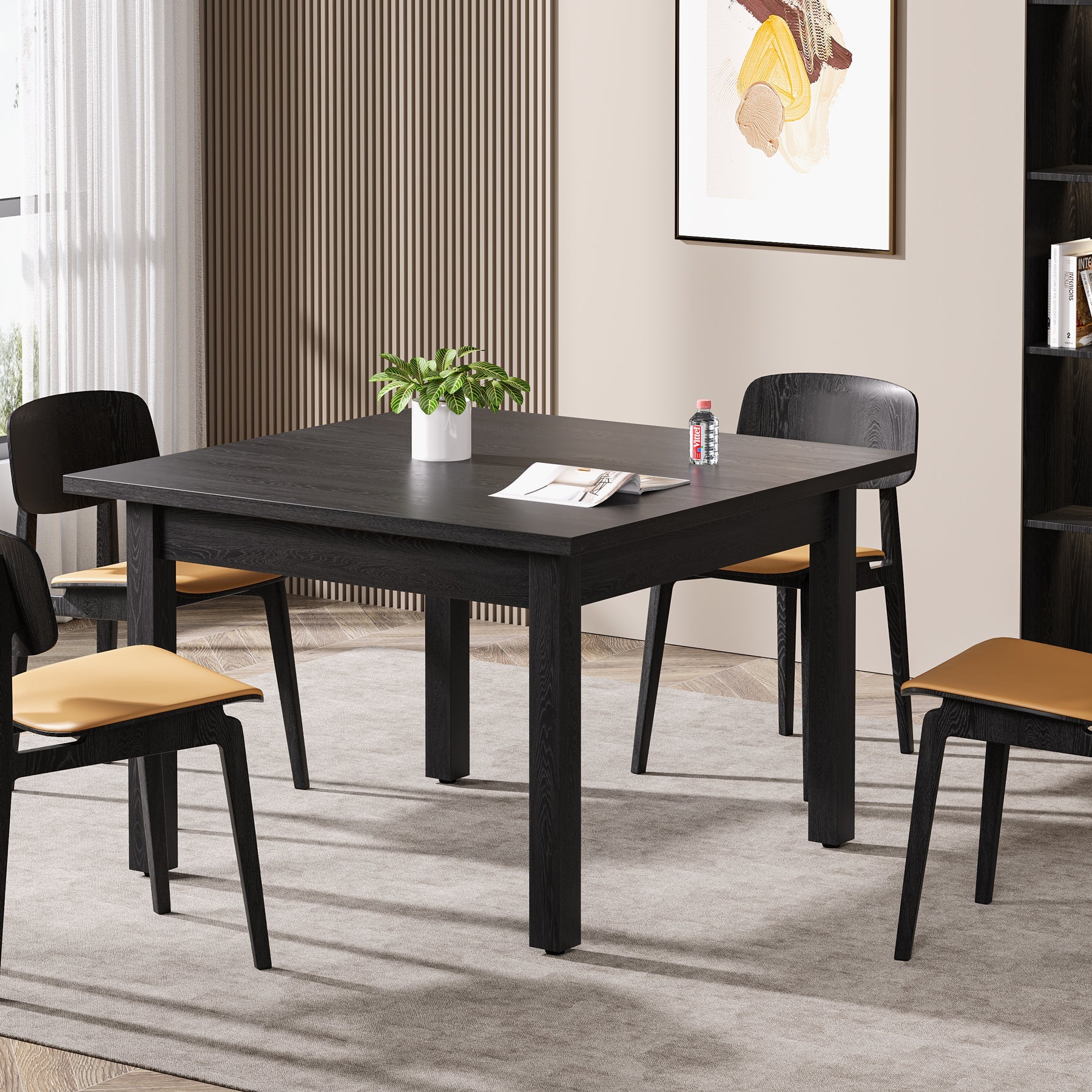 39.4'' Square Solid Wood Dining Table - Rustic Kitchen Table for 4 People - Perfect for Small Spaces, Breakfast Nooks & Cozy Family Meals