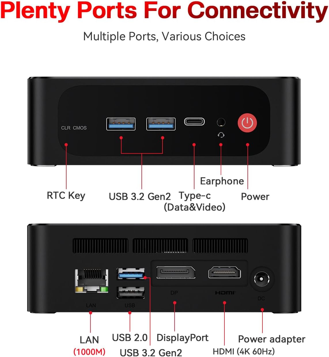 Beelink SER5 Pro Mini PC - AMD Ryzen 7 5825U 8-Core Processor, 16GB DDR4 RAM, 500GB NVMe SSD, 4K@60Hz Triple Display, WiFi 6, BT 5.2 | Compact Gaming & Home Theater PC for Work, Entertainment & Light Gaming