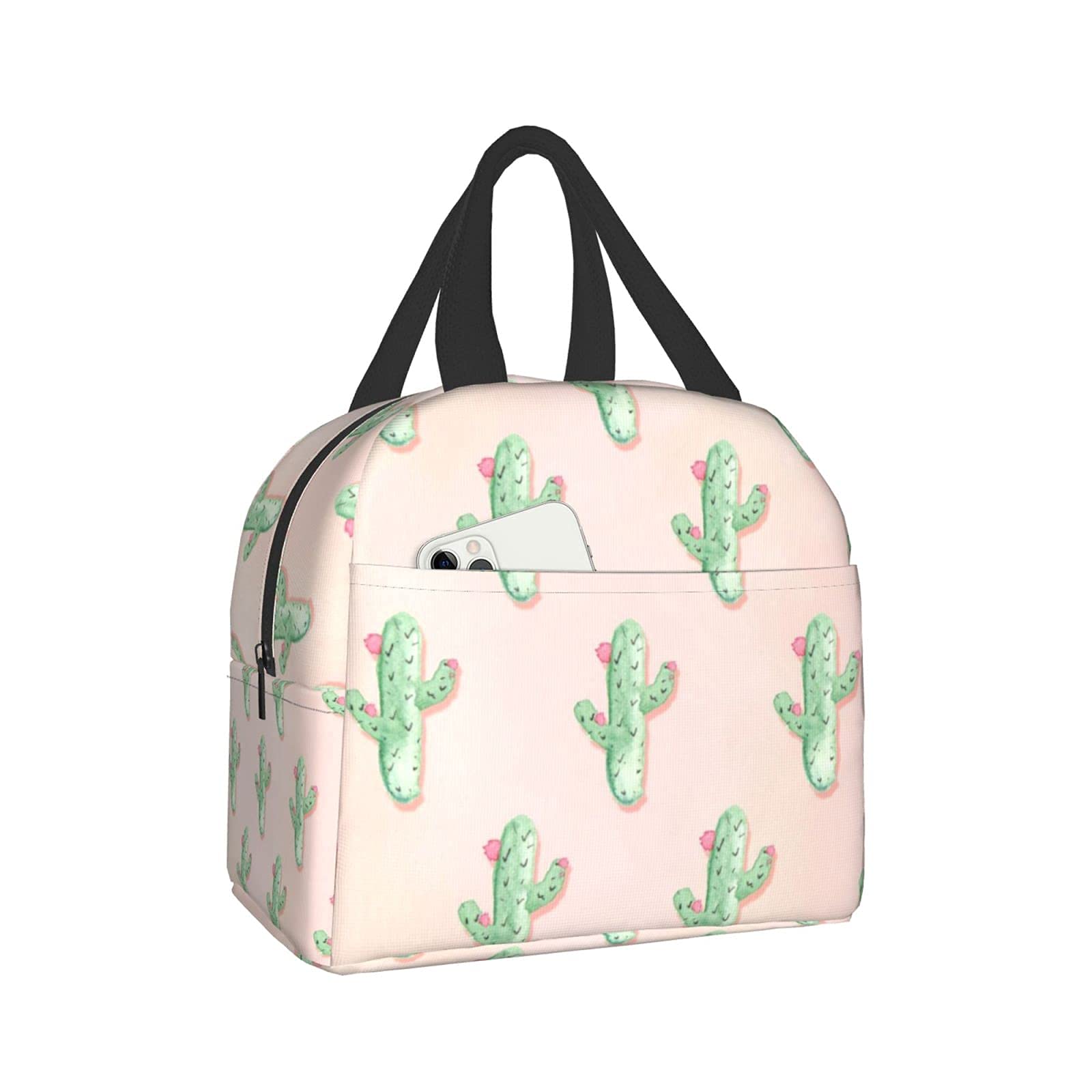 Insulated Cactus Flowers Lunch Bag for Women - Reusable Meal Cooler Box for Work, School, Picnic & Outdoor Travel | Portable Food Container for Office, Hiking & Daily Commute