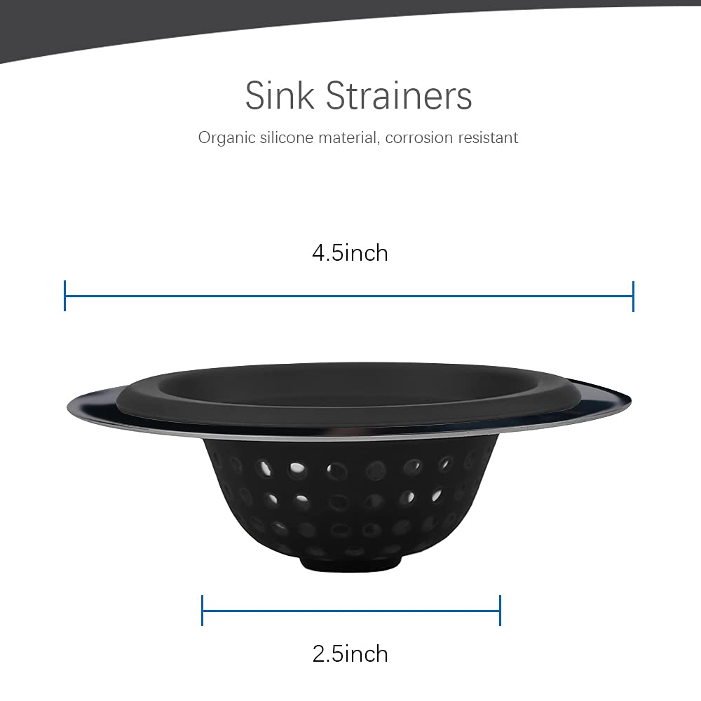 2-Pack Flexible Silicone Sink Strainers - 4.5