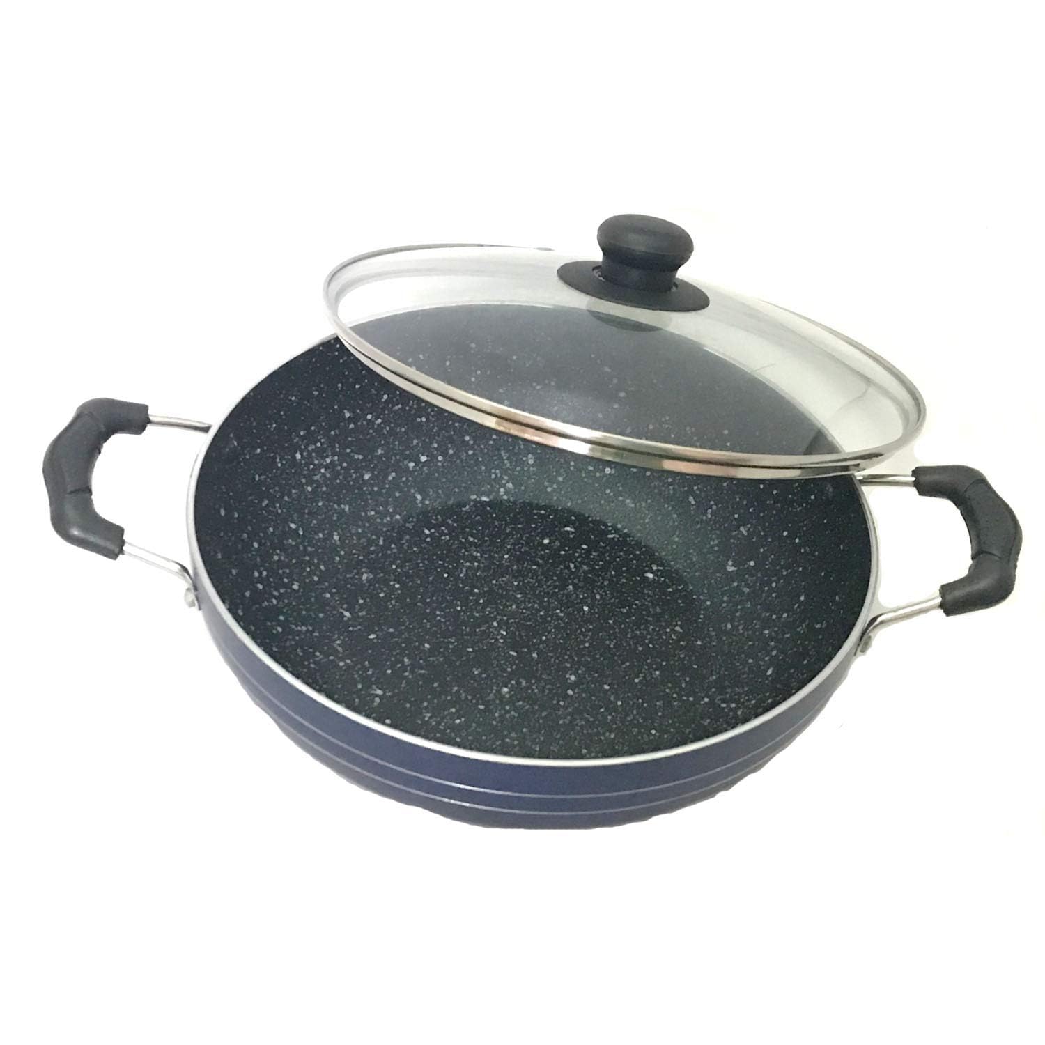 SHRIYA 9.5 Inch Nonstick Kadai Wok Skillet - Deep Fry Pan with Glass Lid, Aluminum Induction Base for All-Purpose Cooking | Perfect for Stir-Frying, Deep Frying & Indian Cuisine