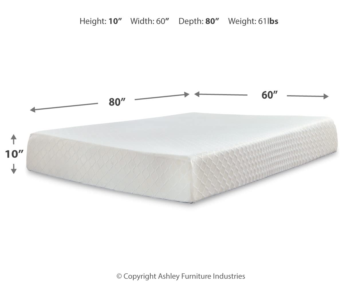Signature Design by Ashley Queen Size Chime 10 Inch Medium Firm Memory Foam Mattress with Green Tea & Charcoal Gel - Pressure Relief & Cooling Support for Back, Stomach & Side Sleepers - Perfect for Bedroom, Guest Room & Apartment
