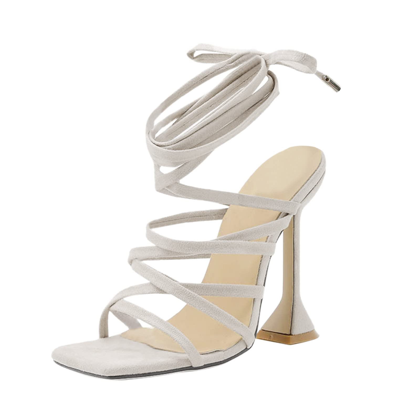 RUIY Women's Suede Wineglass Heel Sandals - Fashion Solid Color Strap Heels for Casual Wear - Perfect for Summer Outings, Parties, and Office Occasions