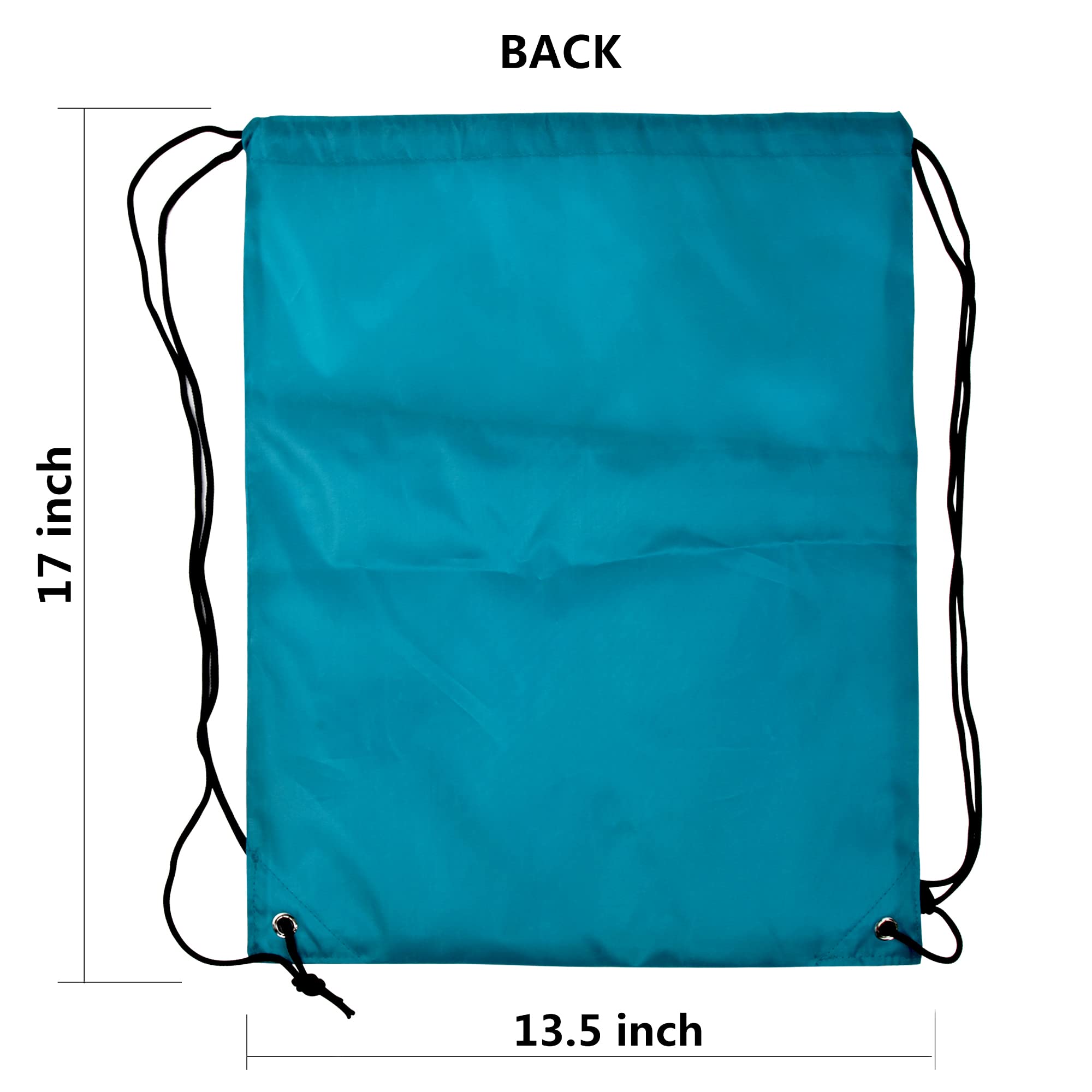 ICObuty 6 Pack Sports Gym Bag - Cheerleading Drawstring Backpack for Men & Women - 210D Polyester Durable Backpack with Heat Pressing Option (White/Teal) - Perfect for Gym, Cheer Practice, Sports Events & Travel