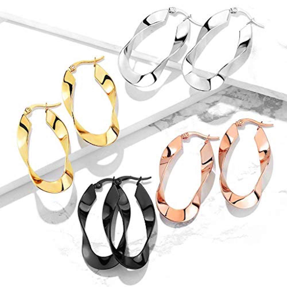 Stainless Steel Twisted Hoop Earrings for Women - Fashion Jewelry Gift