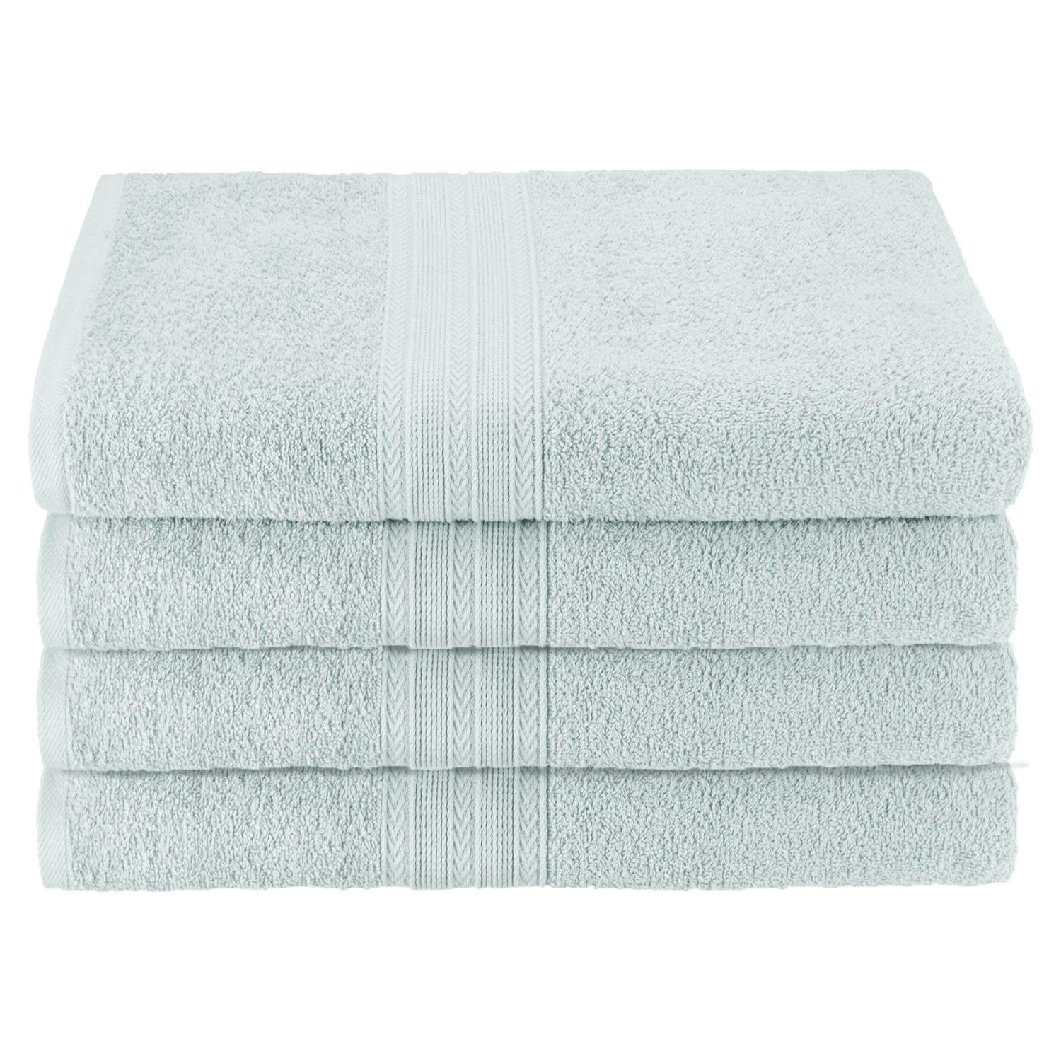 Premium Eco-Friendly 4-Piece Bath Towel Set - 100% Ring Spun Combed Cotton, 2-Ply Yarn, Ultra Absorbent - Aquamarine Blue | Soft Luxury Towels for Spa, Bathroom & Beach Use