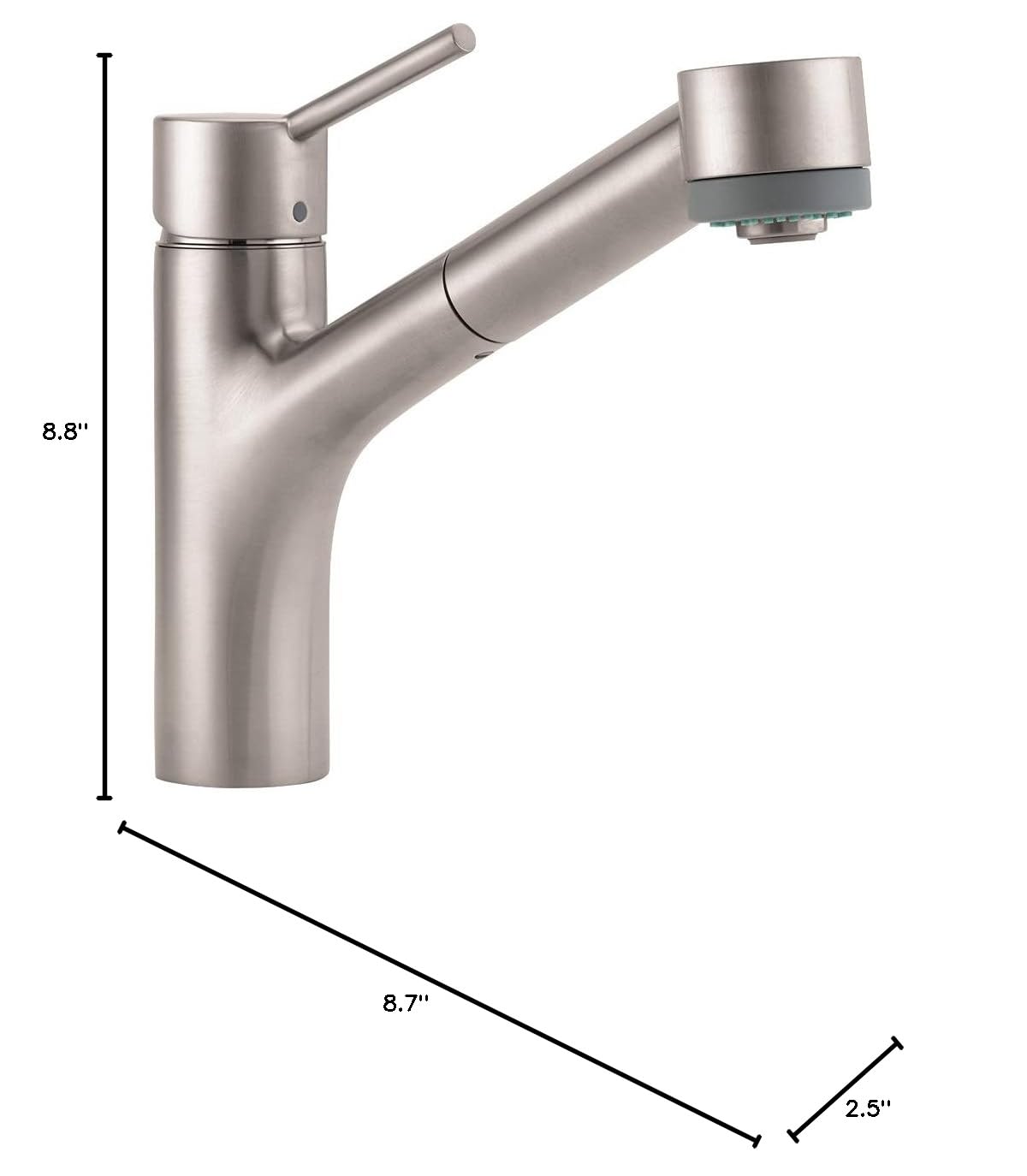 hansgrohe Talis S Stainless Steel Single-Handle Kitchen Faucet with Pull-Out Sprayer, Durable Faucet for Kitchen Sink, Stainless Steel Optic 06462860, Ideal for Modern Home Kitchens