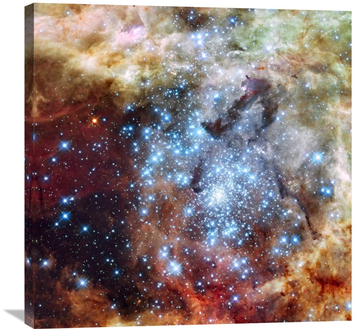 NASA Merging Clusters in 30 Doradus Canvas Wall Art Print - Gallery Wrap Giclee Fine Art Reproduction - Space Astronomy Decor for Living Room, Bedroom & Office
