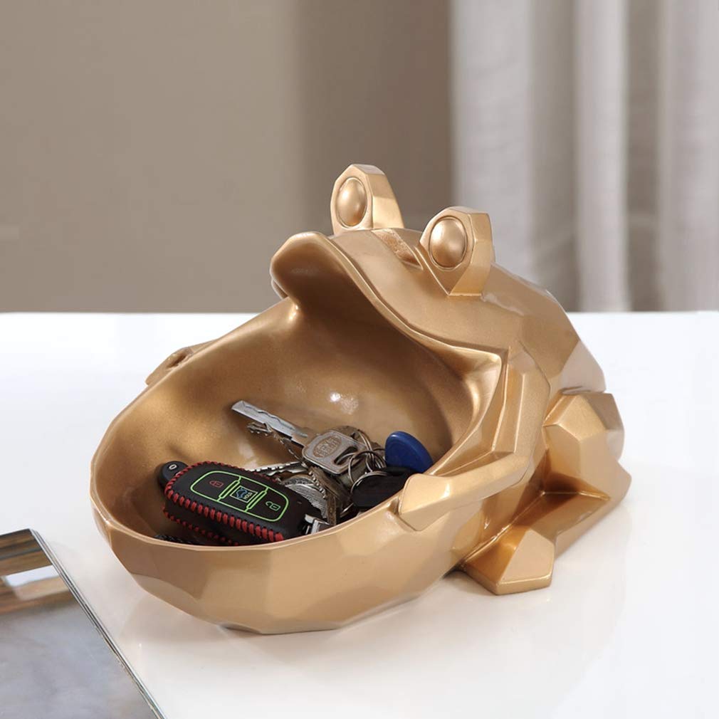 Modern Gold Resin Geometric Frog Statue - Animal Shaped Home Decor, Desktop Snack Holder, Bookshelf Sculpture for Living Room & Office | Unique Gift Idea for Housewarming, Birthday & Feng Shui Decor