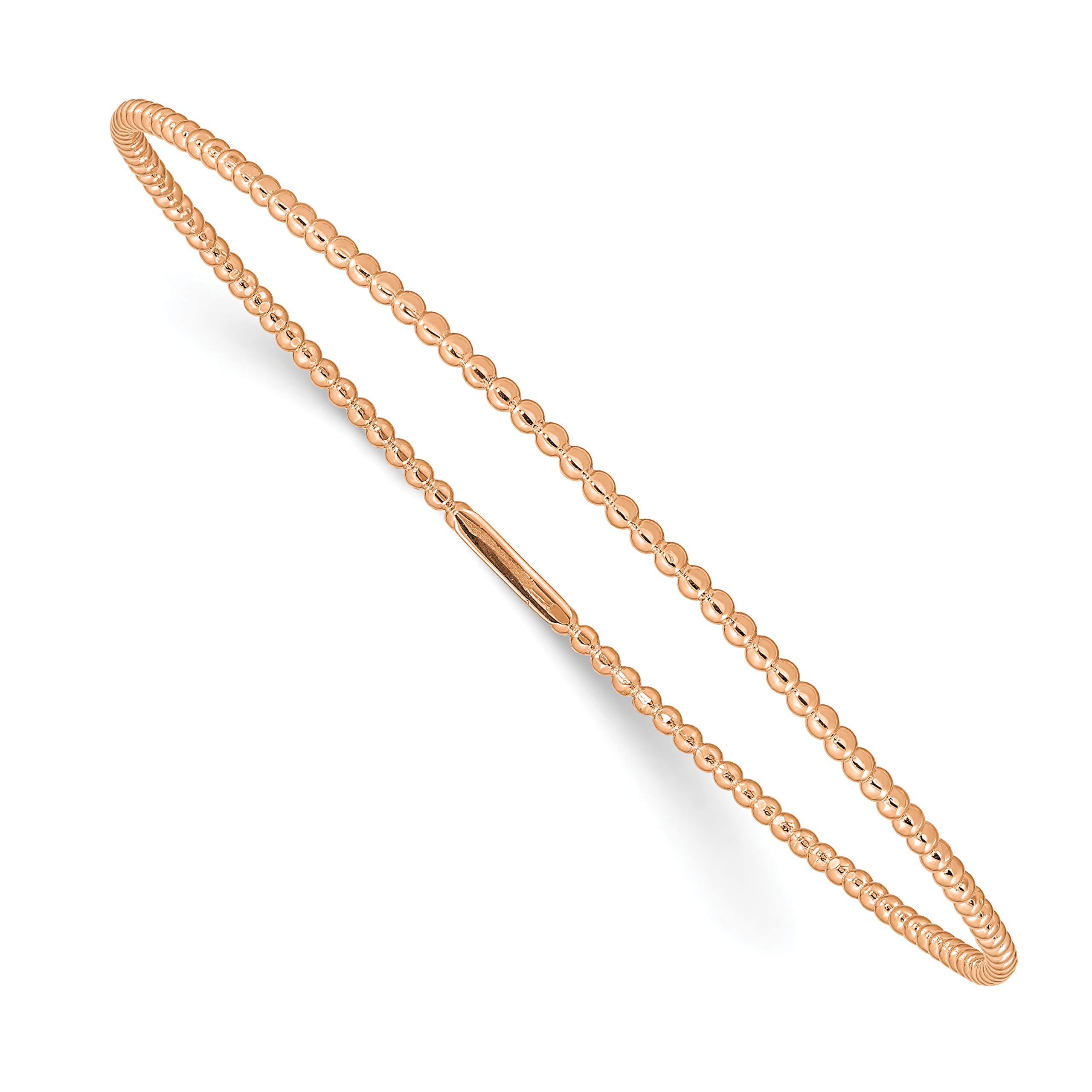 14K Rose Gold Beaded Slip On Bangle Bracelet for Women - Elegant Adjustable Stretchable Jewelry for Parties, Weddings & Everyday Wear